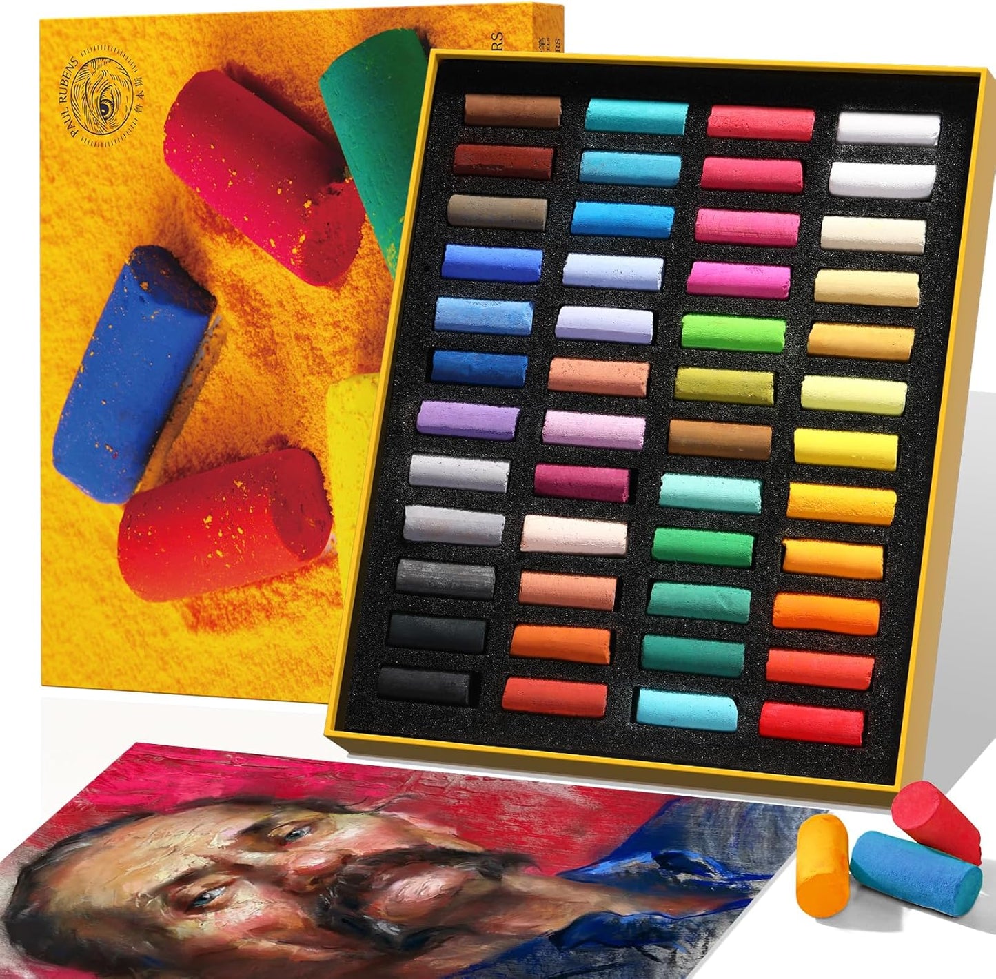 Paul Rubens Soft Pastel Set (48 Colors) - Fine Pigments with Smooth Strokes & Strong Coloring Power - Vibrant Chalk Pastels for Drawing, Blending & Layering - Ideal for Beginners, Students & Artists