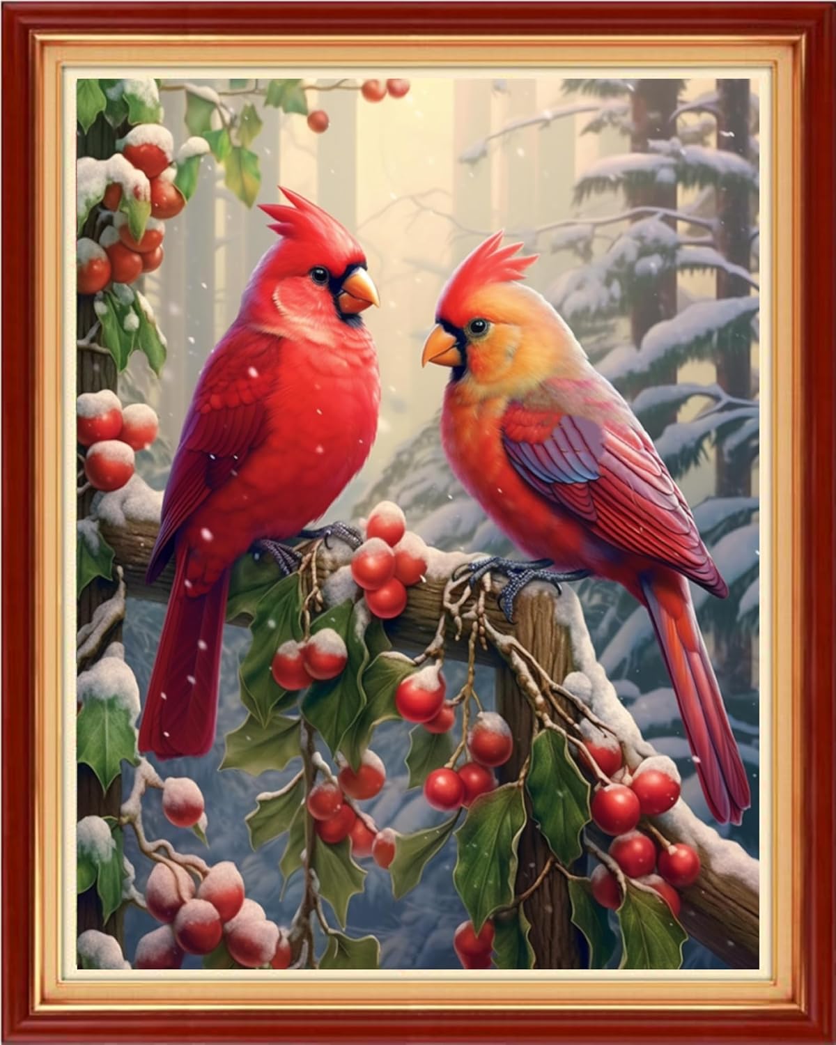 Foxhool Beginners Cross Stitch Kits Stamped Full Range of Embroidery Kits for Adults DIY Cross Stitches kit Embroidery Patterns for Needlepoint kit-Birds on Trees 16x20 inch