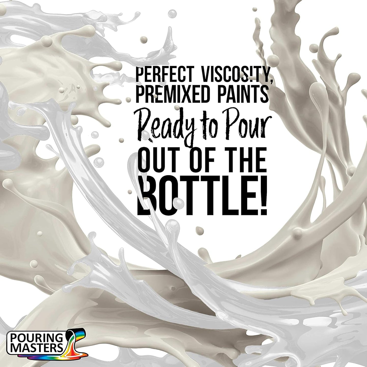 POURING MASTERS Titanium White Acrylic Ready to Pour Pouring Paint - Premium 64-Ounce Pre-Mixed Water-Based - for Canvas, Wood, Paper, Crafts, Tile, Rocks and More