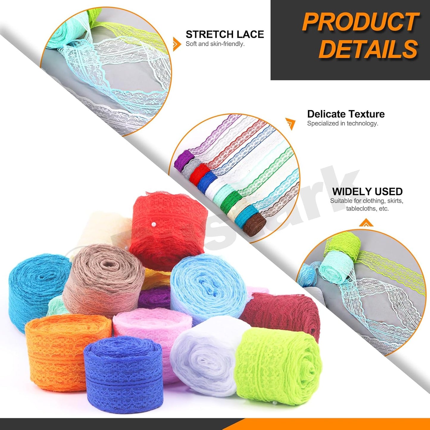 15 Rolls 1-3/4" x 11 Yards Colorful Lace Ribbon Floral Lace Ribbon Trim Sewing Crafting Lace Ribbon for Gift Wrapping DIY Scrapbooking Party Decoration Crafts (4.5cm x 10m)