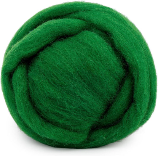 Mayboos Wool Roving Yarn, 1.76oz Colored Natural Wool Roving,Wool Felting Supplies Pure Wool Chunky Yarn for Wet Felting handcrafts and Spinning (Green Color)