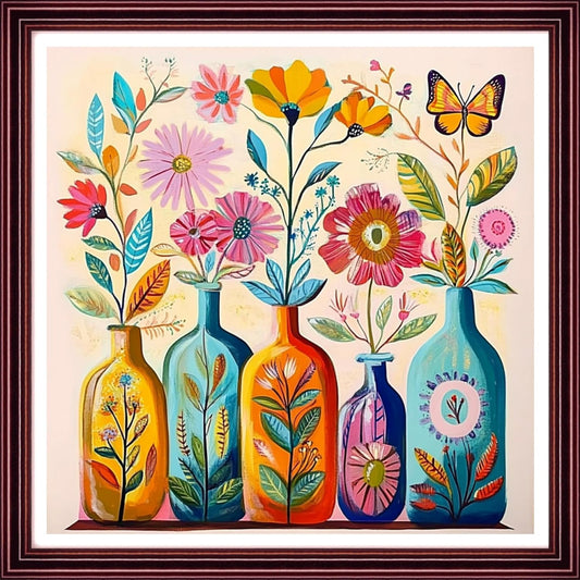 Redxing Stamped Cross Stitch Kits Full Range of Embroidery Starter Kits- Needlepoint Counted Cross Stitch Kits for Beginner Adults 11CT Printed Embroidery Kit-Colorful Flower vase 18x18 inch