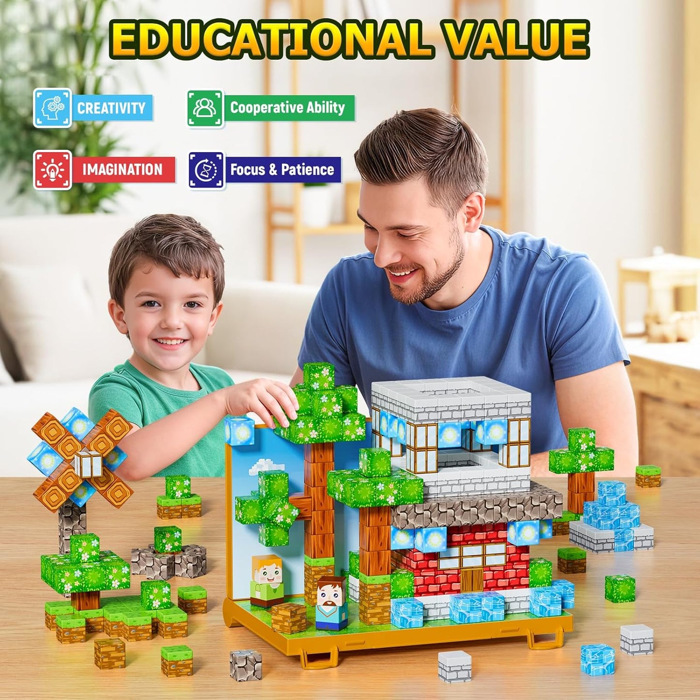 Magnetic Blocks, Magnetic Building Blocks,STEM Constructions Magnet Blocks for Kids, Boys and Girls Age 3+ Years Old, Building Toys Gifts for Kids 84PCS 1" Large Size