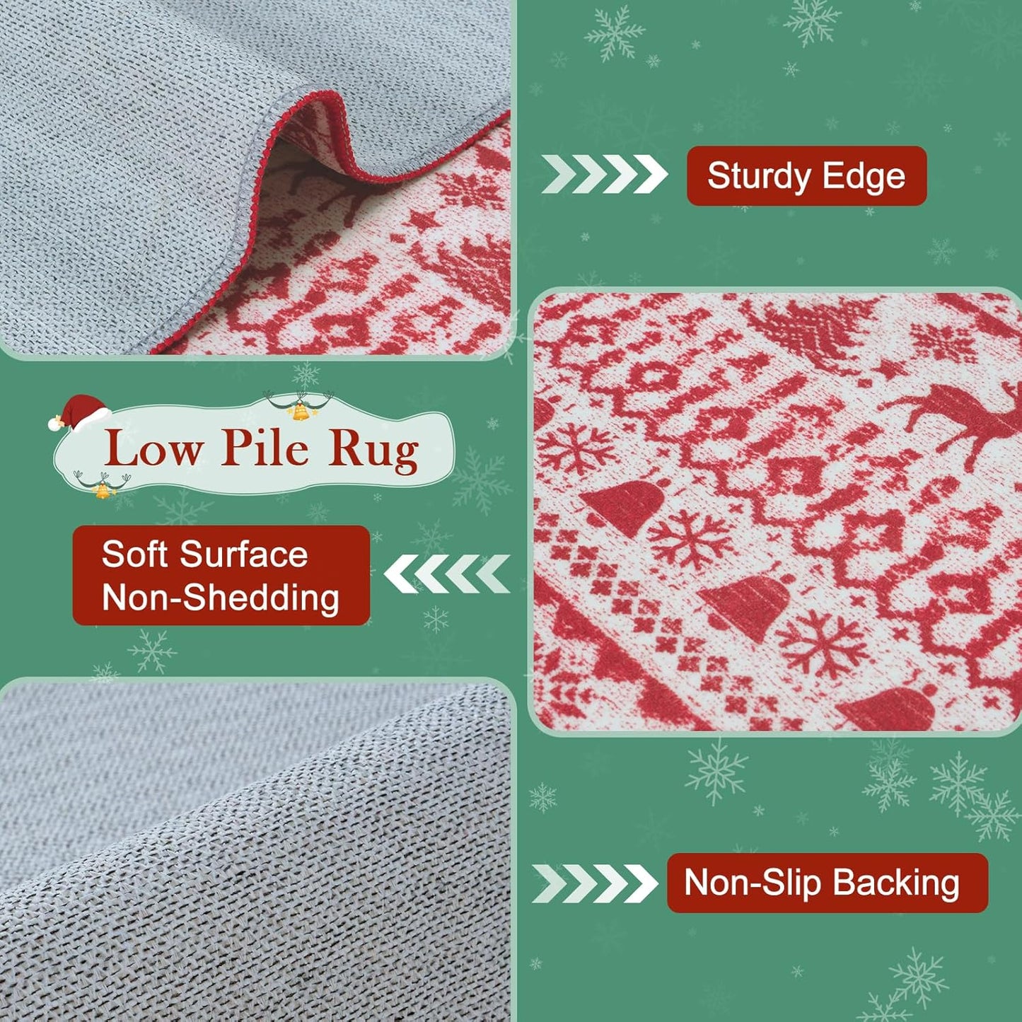 2025 Christmas Door Mat, 2x3 Small Red Rugs for Entryway, Low Pile Xmas Kitchen Rugs Non Slip Washable, Thin Bathroom Rugs Fit Under Door, Winter Holiday Accent Rug for Entry Bedroom