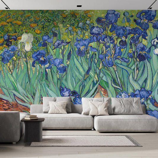 wall26 Wall Sticker/Wall Mural Irises by Vincent Van Gogh Dutch Impressionism, Not Peel and Stick, Non-Woven Wallpaper Decorative for Bedroom, Living Room, Office - 120x168 inches