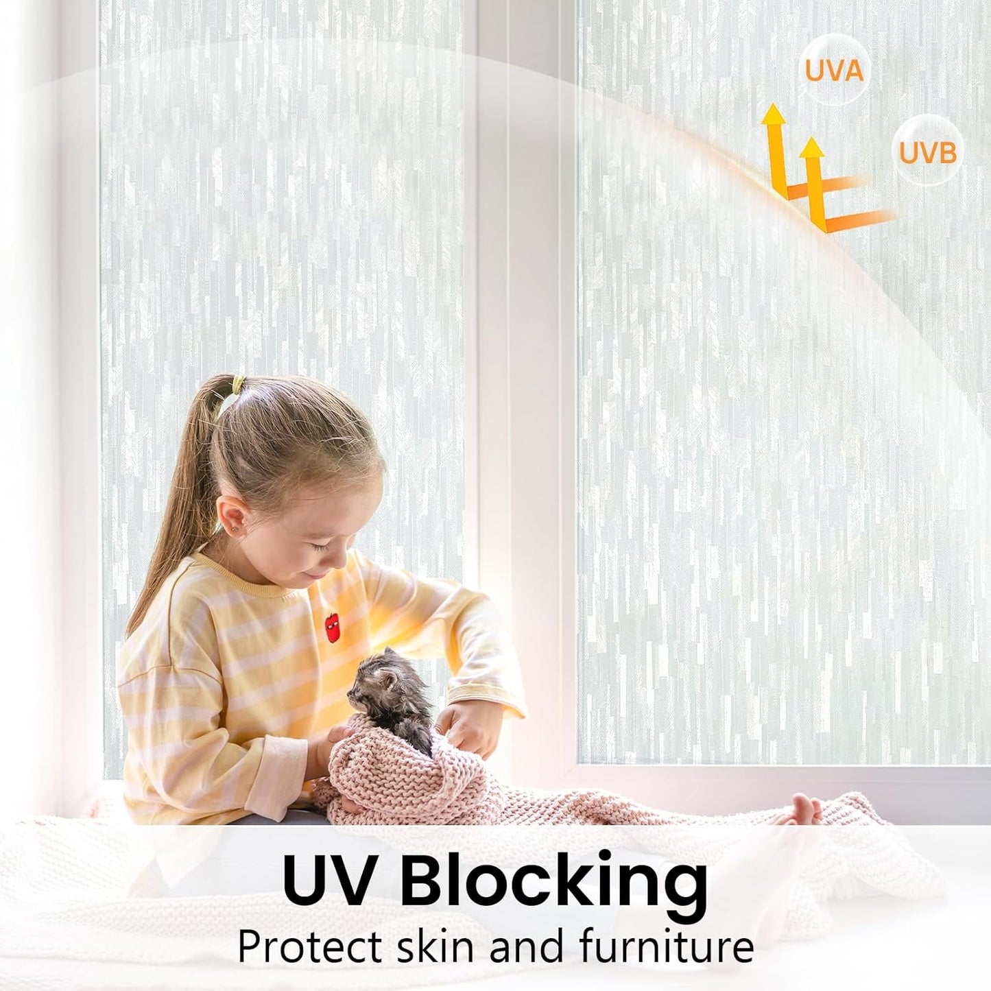 Haton Window Privacy Film, Frosted Glass Static Cling Sun Heat Blocking Window Clings, Frosting Opaque Coverings Stickers Tint for Home Office Door, Non Adhesive, White 35.4" x 78.7"