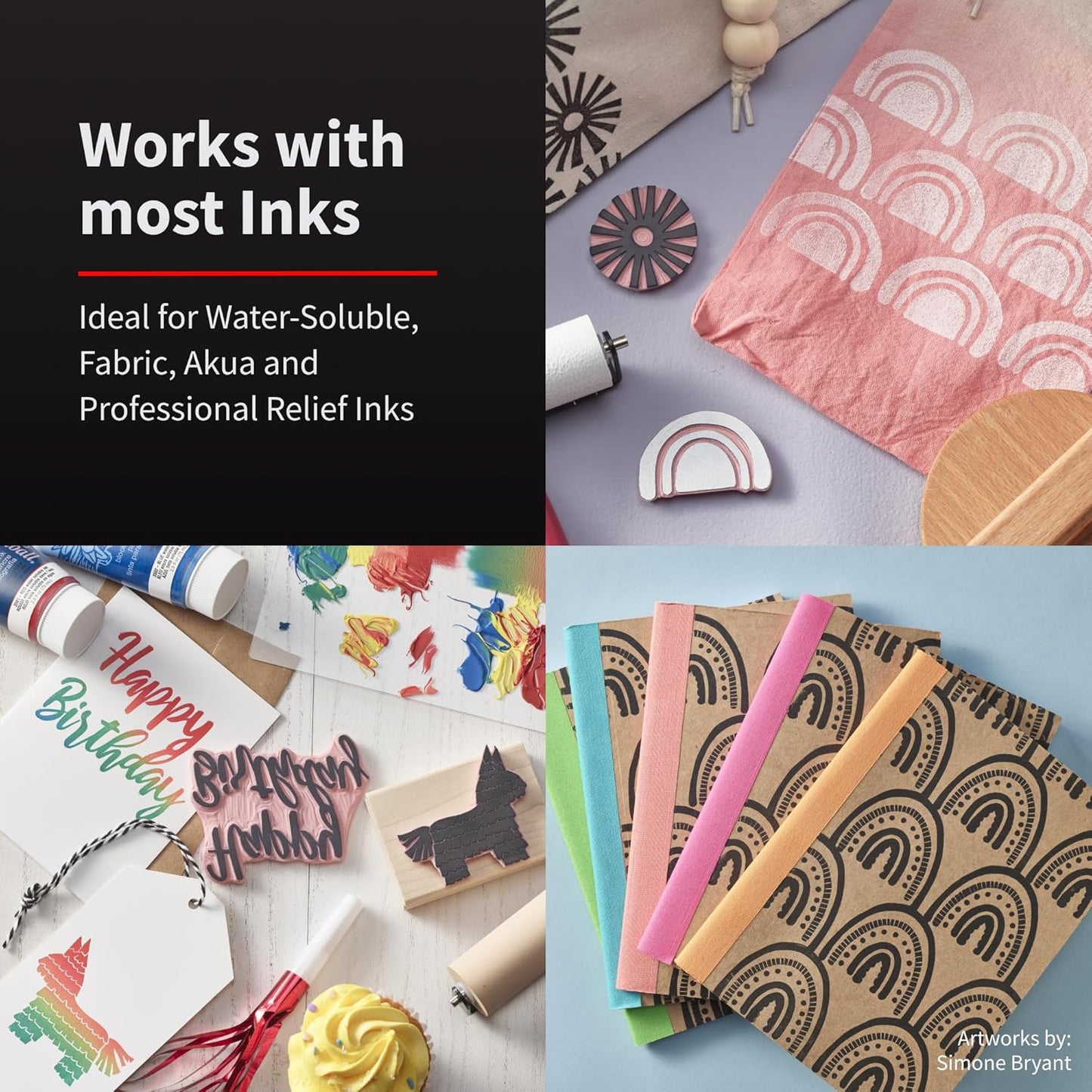 Speedball Pop-in Soft Rubber Brayer, 4" (6-Pack) – Roller Tool for Crafting and Block Printing, Vinyl, Comfort Grip Handle