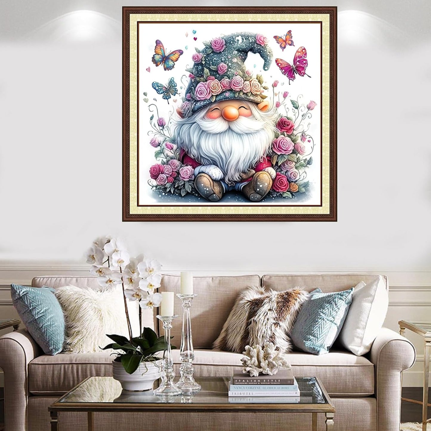 Findvoor Counted Cross Stitch Kits for Adults Full Range of Cross Stitching Embroidery Unprinted Pattern for Beginners, 11CT Needlepoint Kit Patterns Embroidery Kits-Dwarf Flower 18x18 inch