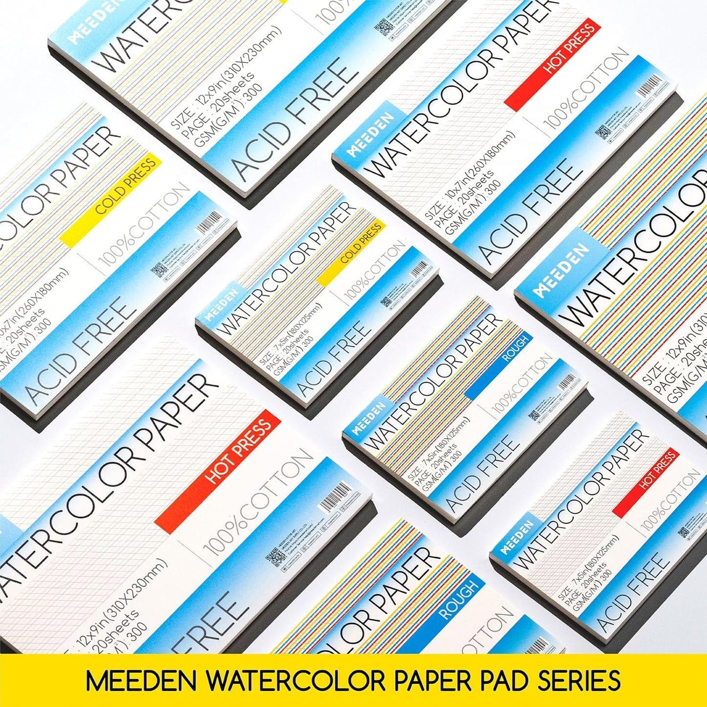 MEEDEN Watercolor Paper Block, 100% Cotton Watercolor Paper Pad of 20 Sheets, 140lb/300gsm, Acid-Free Art Paper for Watercolor, Gouache, Ink and More, 5" x 7" Cold Press
