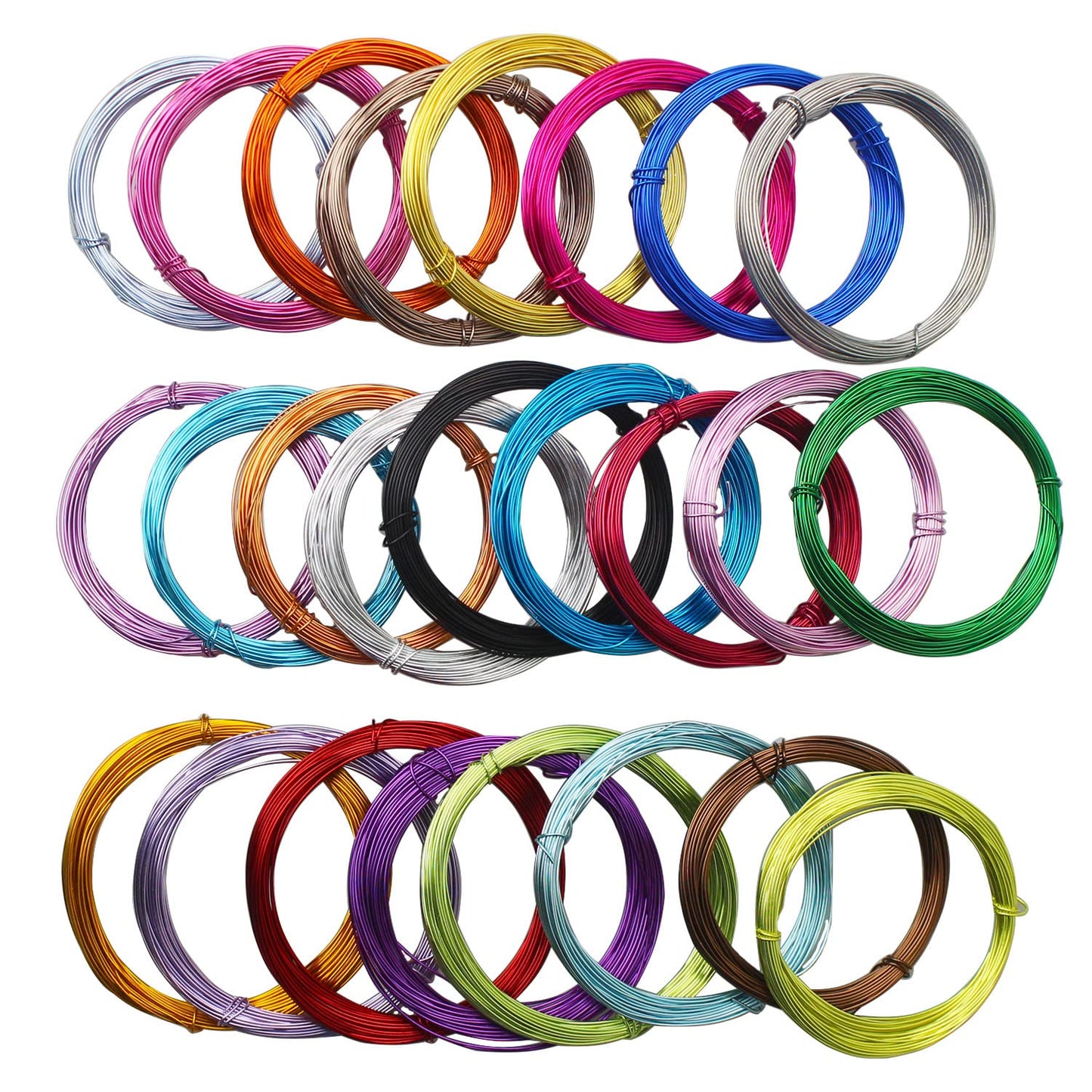 25 Rolls 820 Feet Colored Aluminum Craft Wire 0.8 mm Flexible Metal Artistic Jewelry Beading Wire, Each Roll 32.8 Feet, 25 Colors