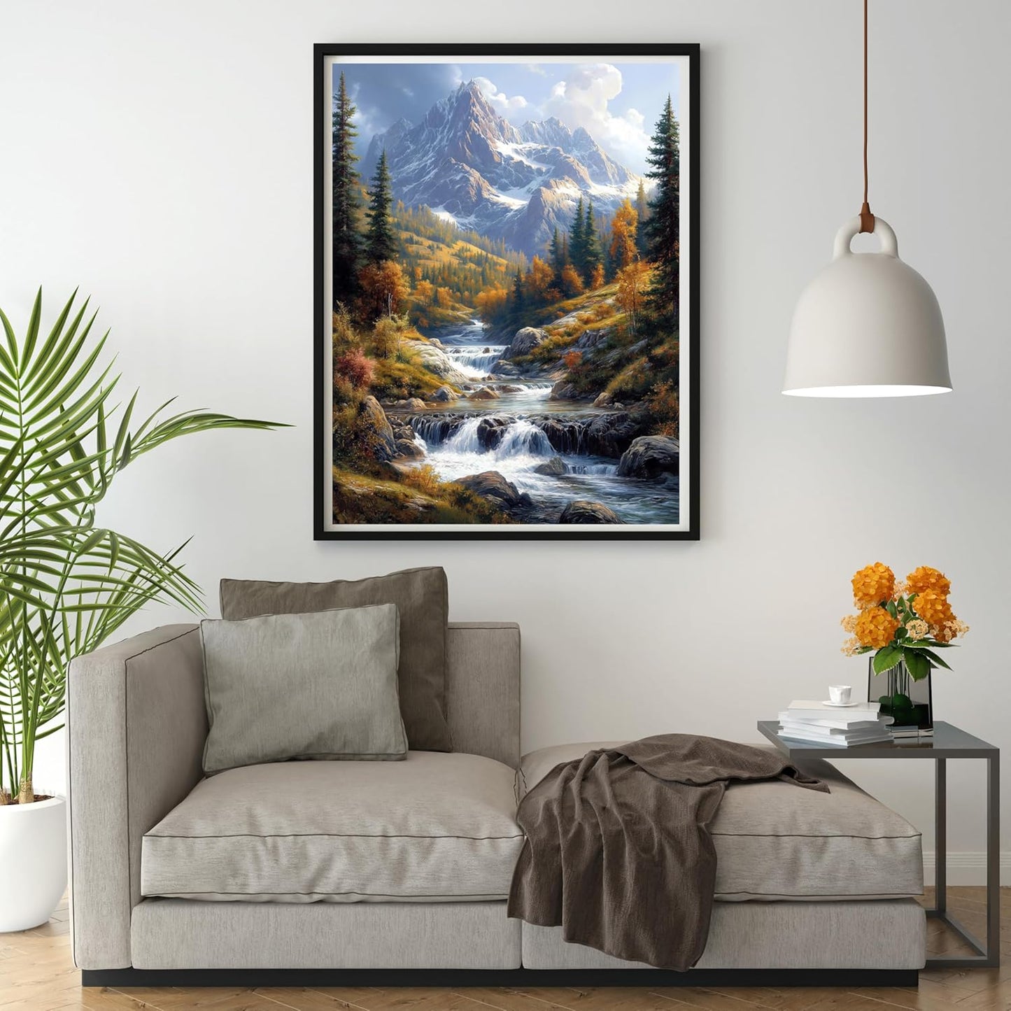 14ct Counted Cross Stitch Kits for Adults Mountains Rivers Printed Stamped Cross Stitch Patterns Kits Cross Stitch Supplies (Mountains Rivers)