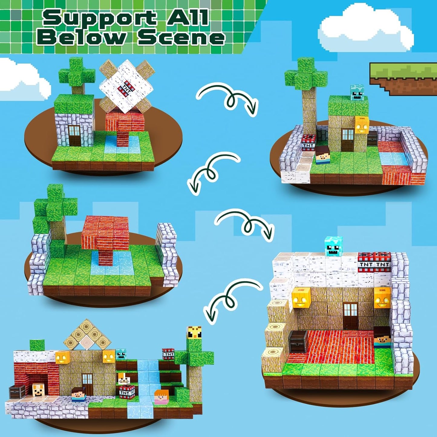 Magnetic Blocks - 150 PCS Build Magnetic Windmill Falls Homes - Magnetics Toys for Montessori Toddler Christmas Birthday Gifts - STEM Sensory Toys for 3 4 5 6 7 8 9 10 Year Old Boys & Girls