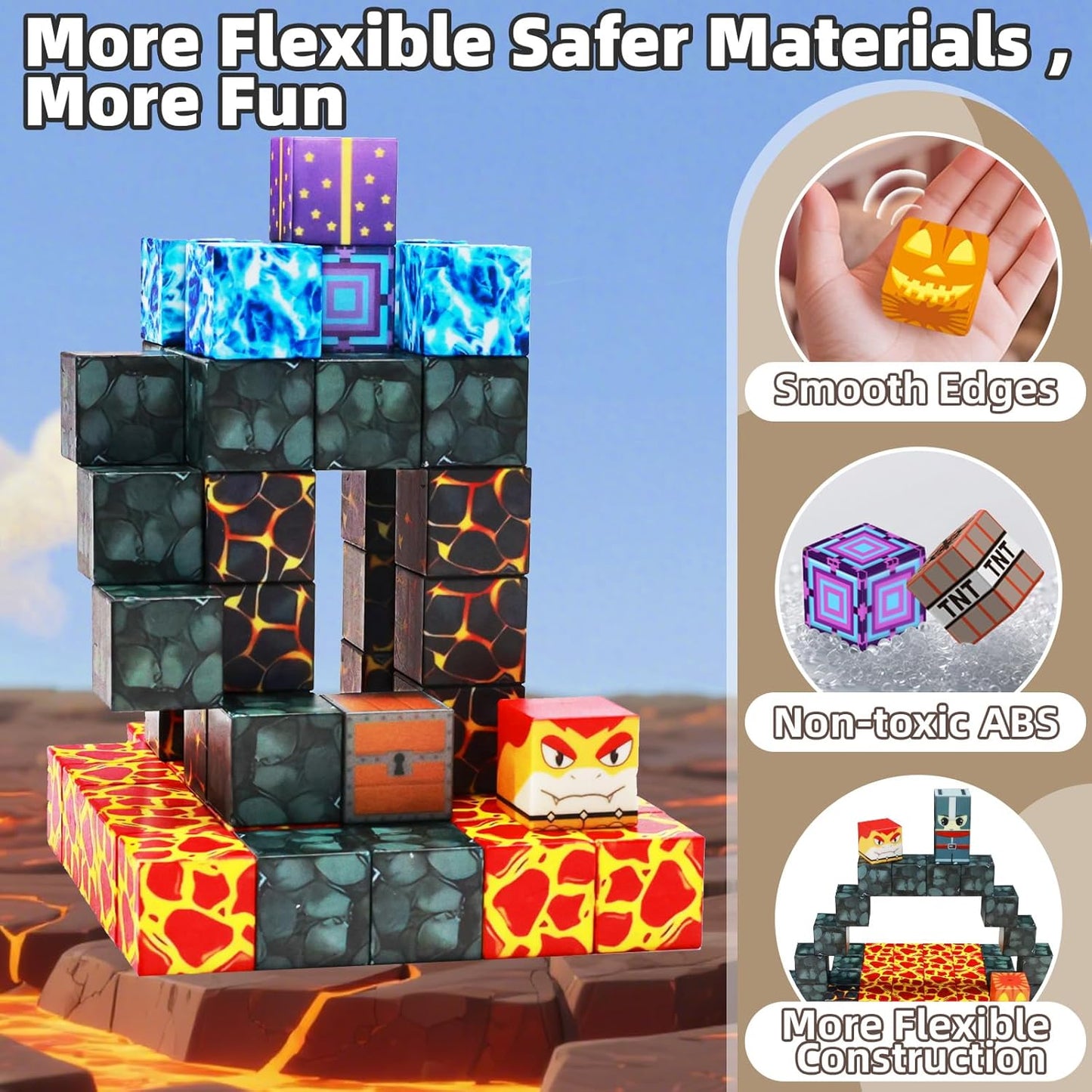 Magnetic Blocks,100PCS Magnetic Building Blocks,Magnet Blocks Build 3D World Stacking Toys,STEM Sensory Educational Toys Gifts Set for Kids Toddlers Boys 3 4 5 6 7 8 9+ Year Old