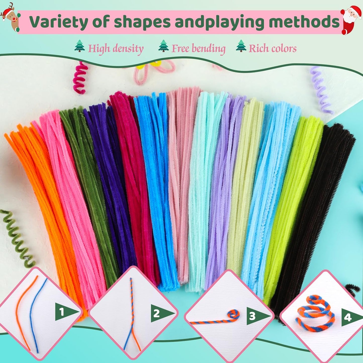 200PCS Pipe Cleaners, Yellow Pipe Cleaners Chenille Stem, Fuzzy Sticks Pipe Cleaners Craft Supplies for DIY Arts Crafts Project