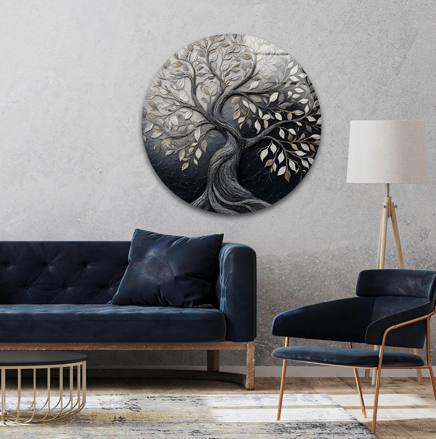 My Photostation.com 10''(25cm) Diameter Twilight Tree of Life Round Glass Wall Art Tempered Glass Printing Wall Decor Large Wall Art Wall Hangings