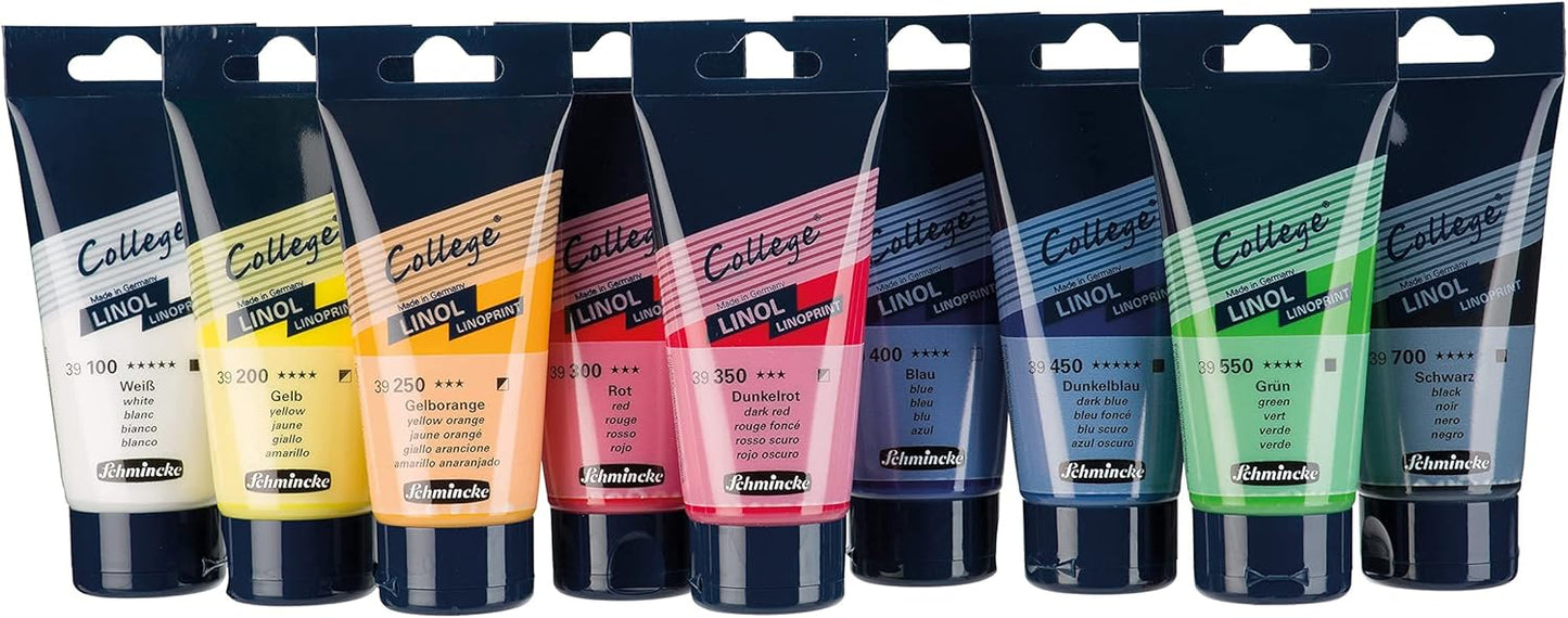 Schmincke - College Linol, artists' lino printing inks, dark red in 75 ml tube, 39350013, low-odour water-based lino printing ink, lightfast, even print