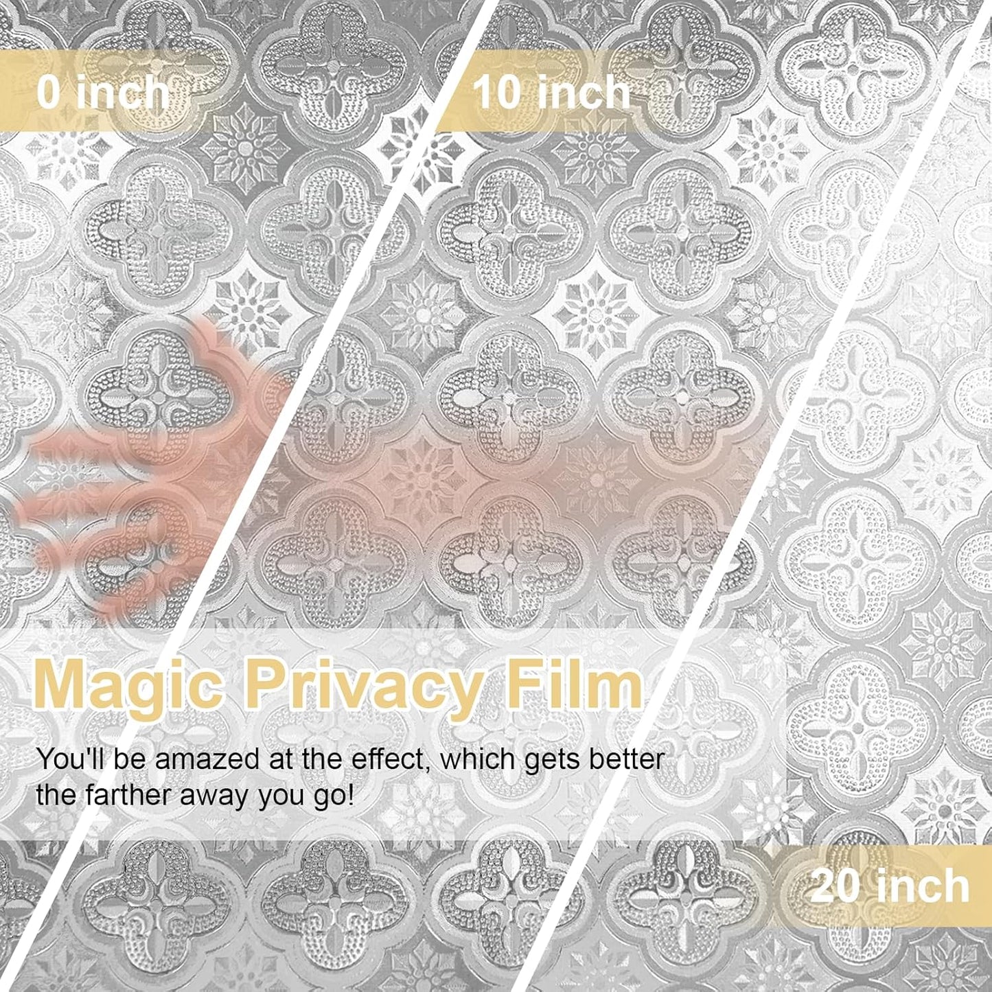 Window Privacy Film Decorative for Front Door, Bathroom Static Cling Stained Glass Sticker Opaque Heat Control UV Blocking Non-Adhesive for Home Windows 35.4 X 118.1 inches