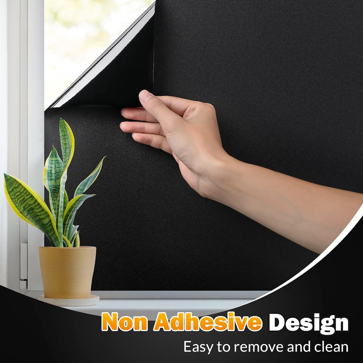 rabbitgoo Blackout Window Film, Sun Heat Blocking Privacy Cover for Glass, Removable Opaque Room Darkening Dark Black Out Window Covers Tint Shades for Home Day Sleep Light Blocker 23.6 x 118.1 Inches