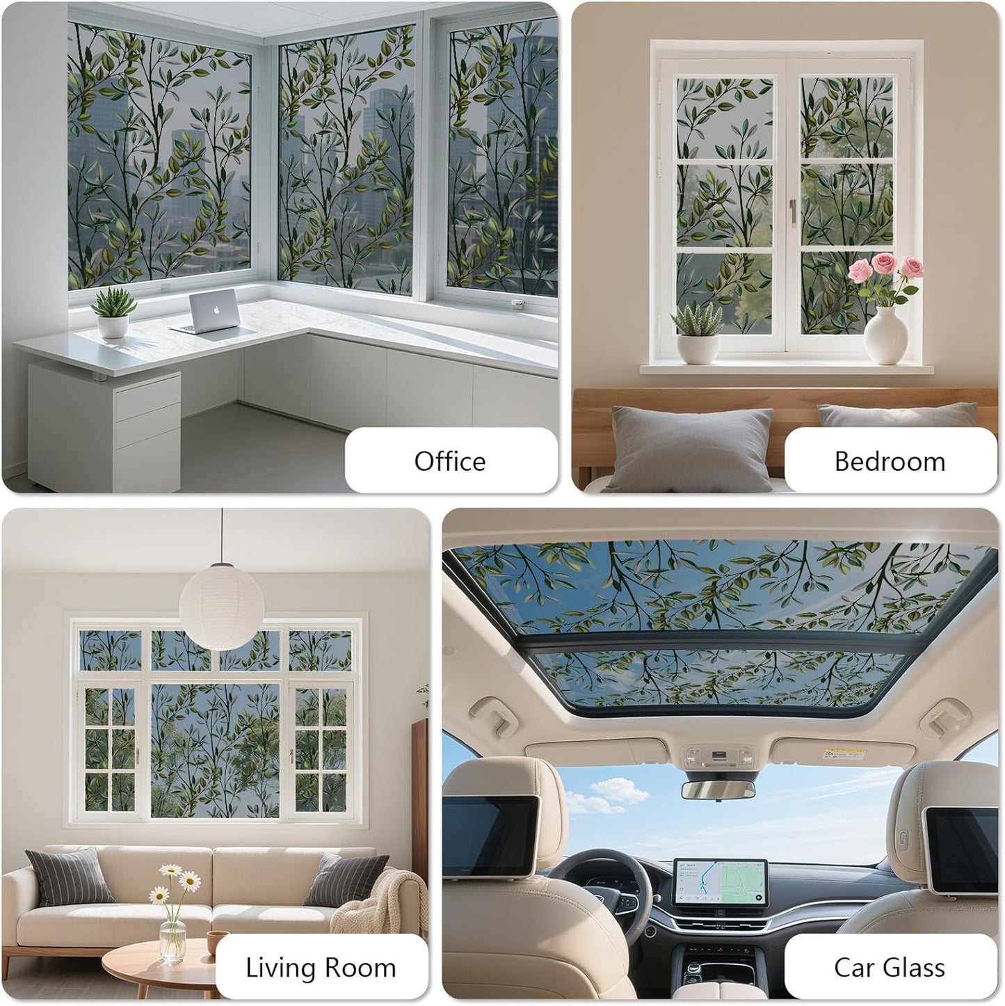 NINETREX One Way Window Privacy Film, Daytime Privacy Static Cling Sun Blocking Anti UV Reflective Window Tint for Home and Office 23.6 x 157.4 inches, Black Silver Leaf