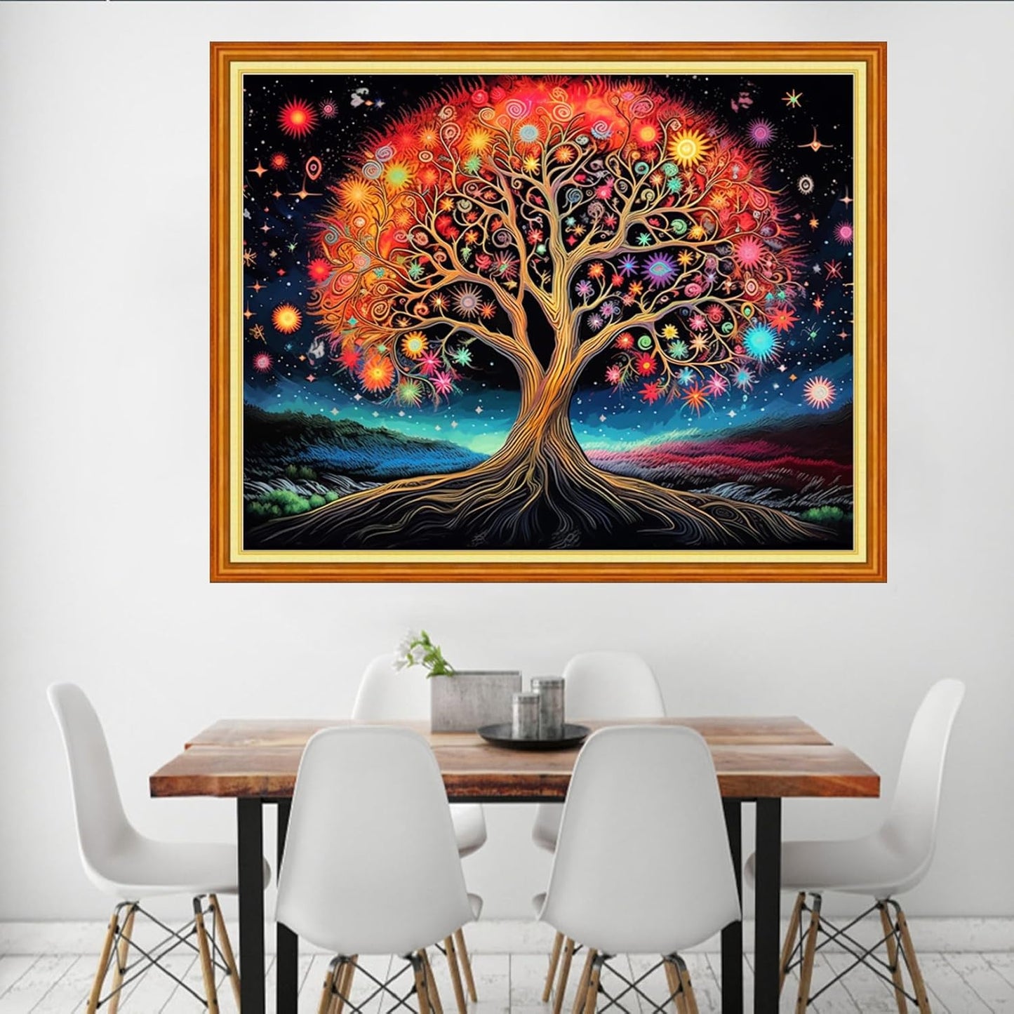 Dooxvey Cross Stitch Kits for Adult Beginners - Night Sky Trees 16x20 inch