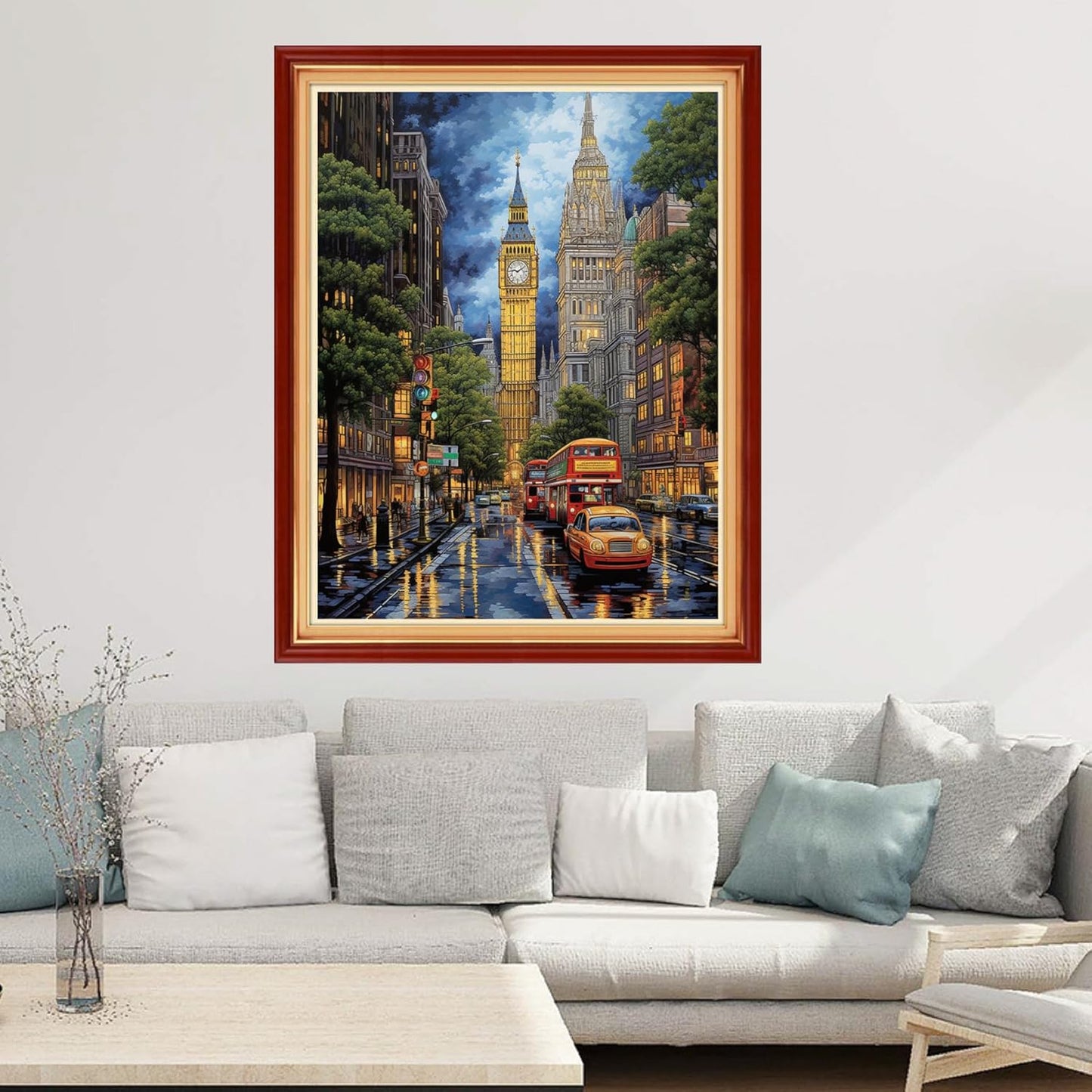 Cross Stitch Kits for Beginners Stamped Cross-Stitch Supplies Needlework preprint Embroidery Kits for Adults DIY Needlepoint Kits Embroidery Patterns 11CT-Streets of New York 16x20 inchs