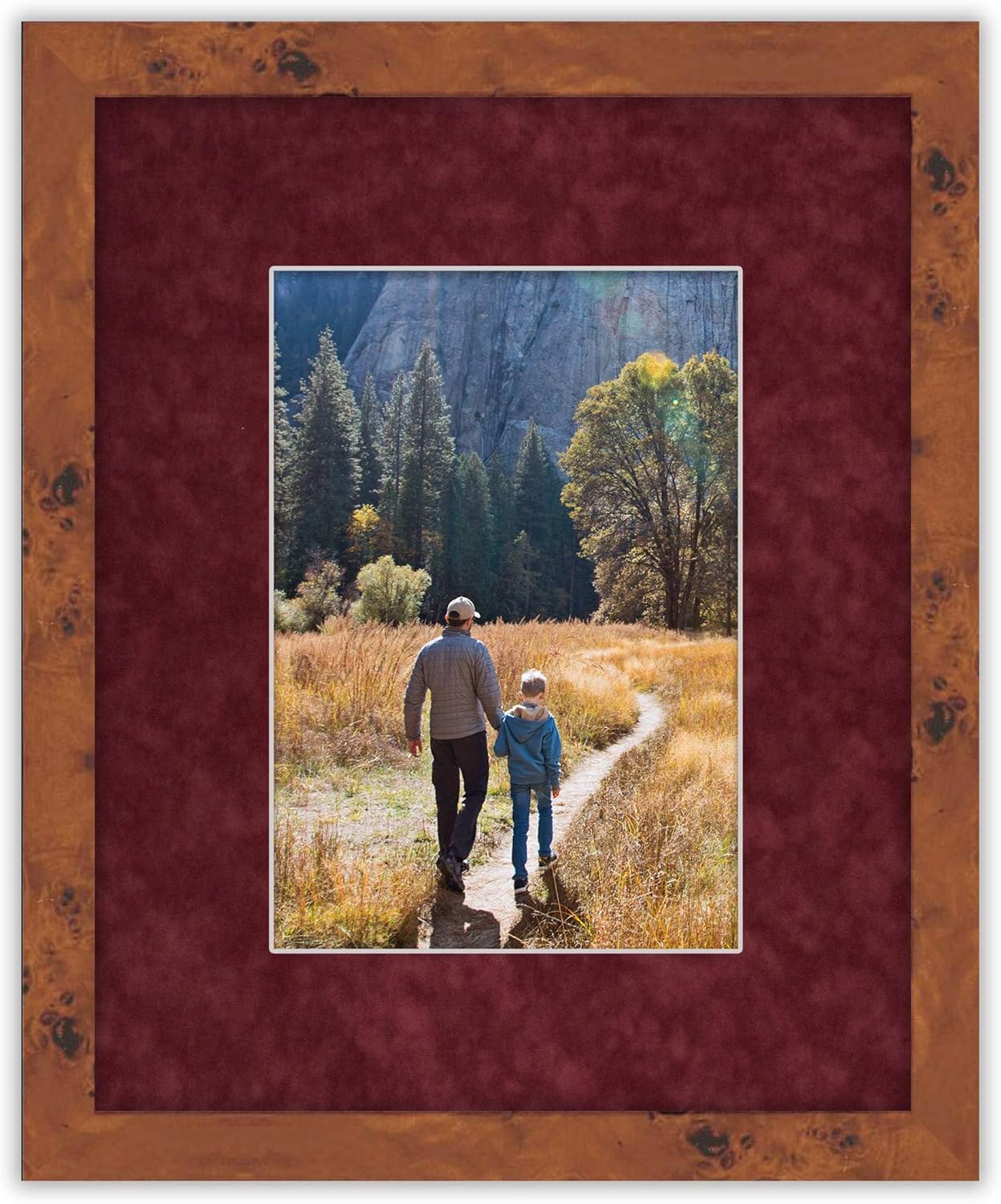 Pack of Ten Acid Free 11x14 Mats Bevel Cut for 8.5x11 Photos - Dark Red Suede Precut Matboards With Backing Boards and Self Seal Photo Mat Bags For Pictures, Photos, Framing - 4-ply Thickness