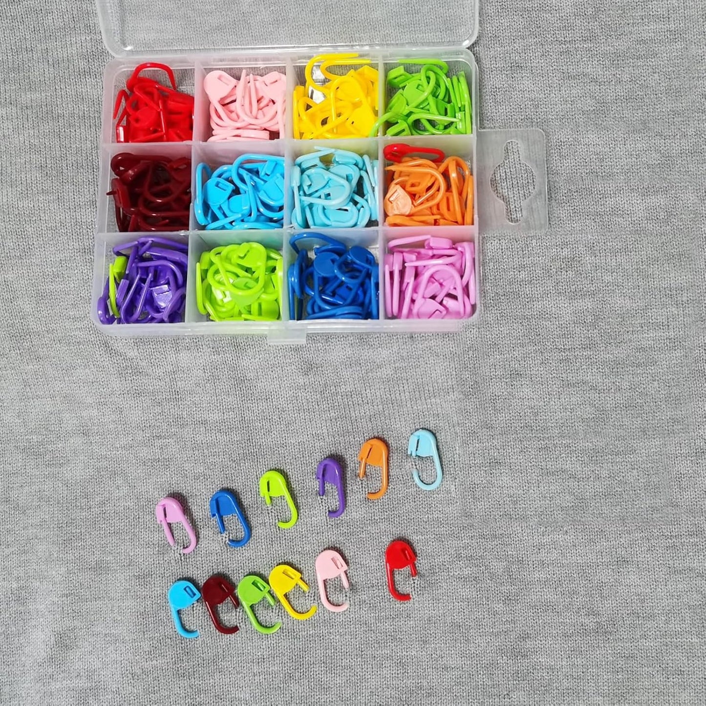 Urmspst 180PCS Stitch Markers, Knitting Crochet Locking Stitch Marker, Stitching Needle Clip Counter for Knitting Sewing Stitching, 12 Colors with Storage Case
