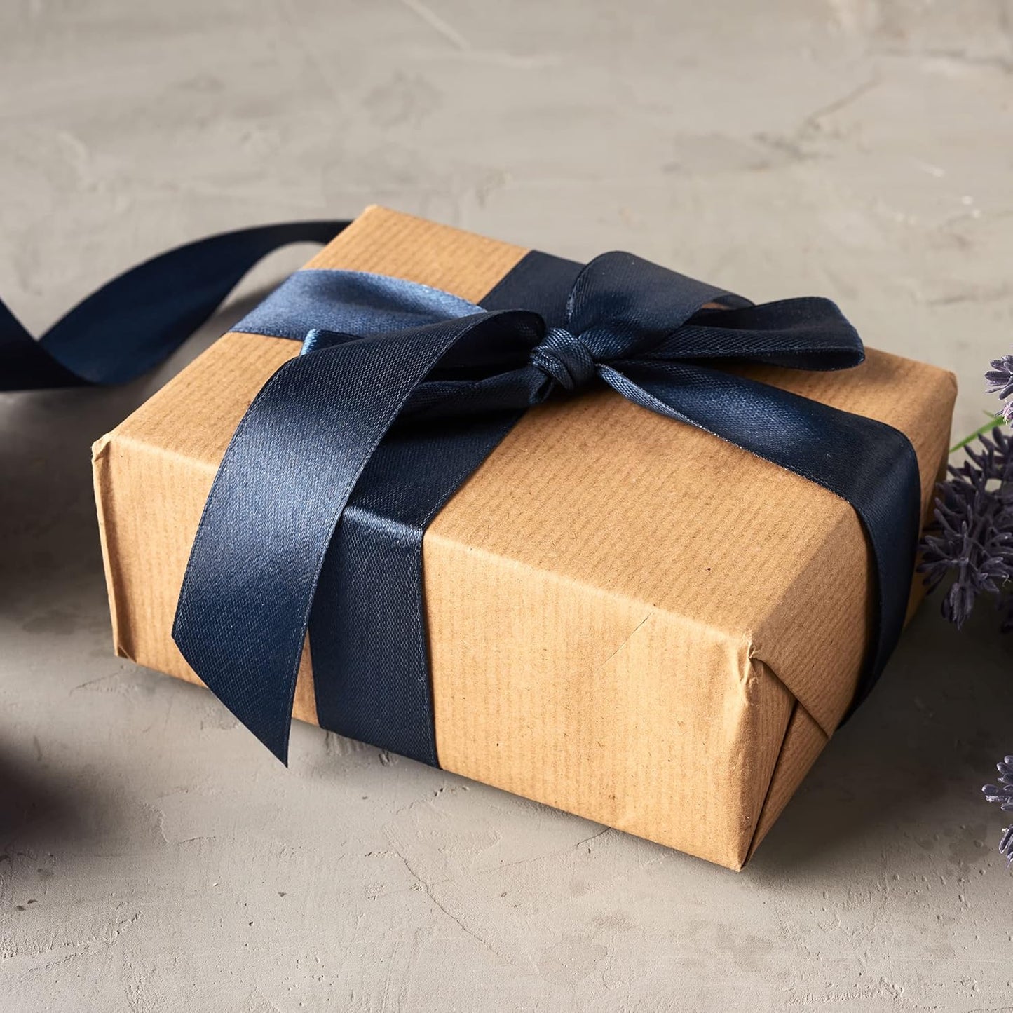 LIUYAXI Navy Blue Stain Ribbon, 1-1/2" X Continuous 50 Yards, Double Faced Fabric Ribbon Perfect for Gift Wrapping Wedding Birthday Party Chair Sash Christmas Hair Floral Craft Sewing