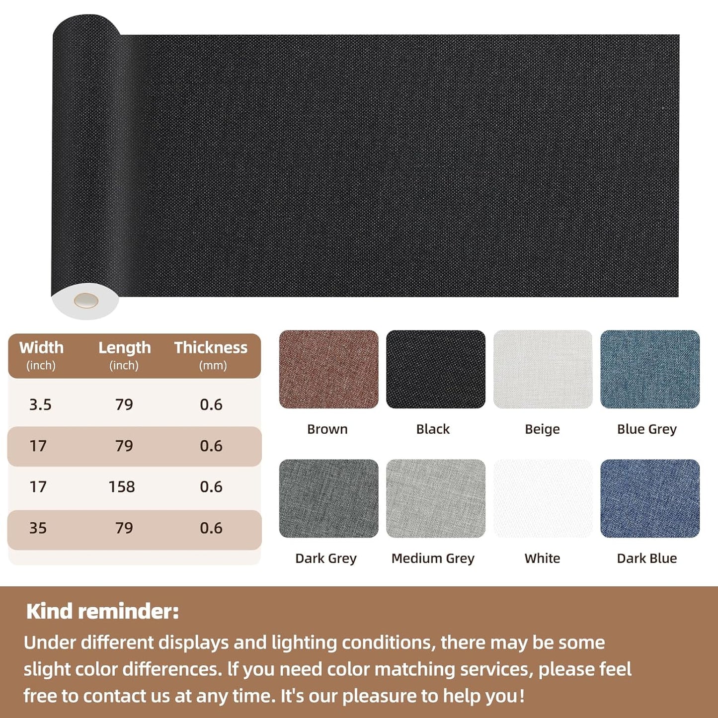 Fabric Repair Patch, 17X158 Inch Linen Large Repair Tape, Self-Adhesive Patches for Furniture, Sofa, Car Interior, Shoes, Hand Bag, Clothing (Dark Blue, 17X158 Inch)