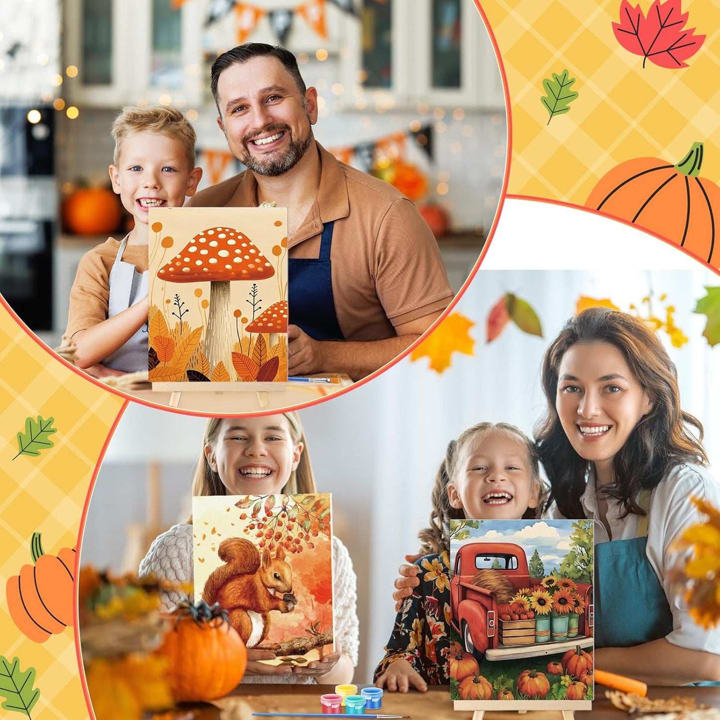 Zhanmai 12 Pack Pre Drawn Canvas for Painting Sip and Paint Kit 8" x 10" Paint Party Set Canvas Painting Pre Printed Canvases for Party Favor DIY Virtual Adult's Date Night(Fall Thanksgiving)