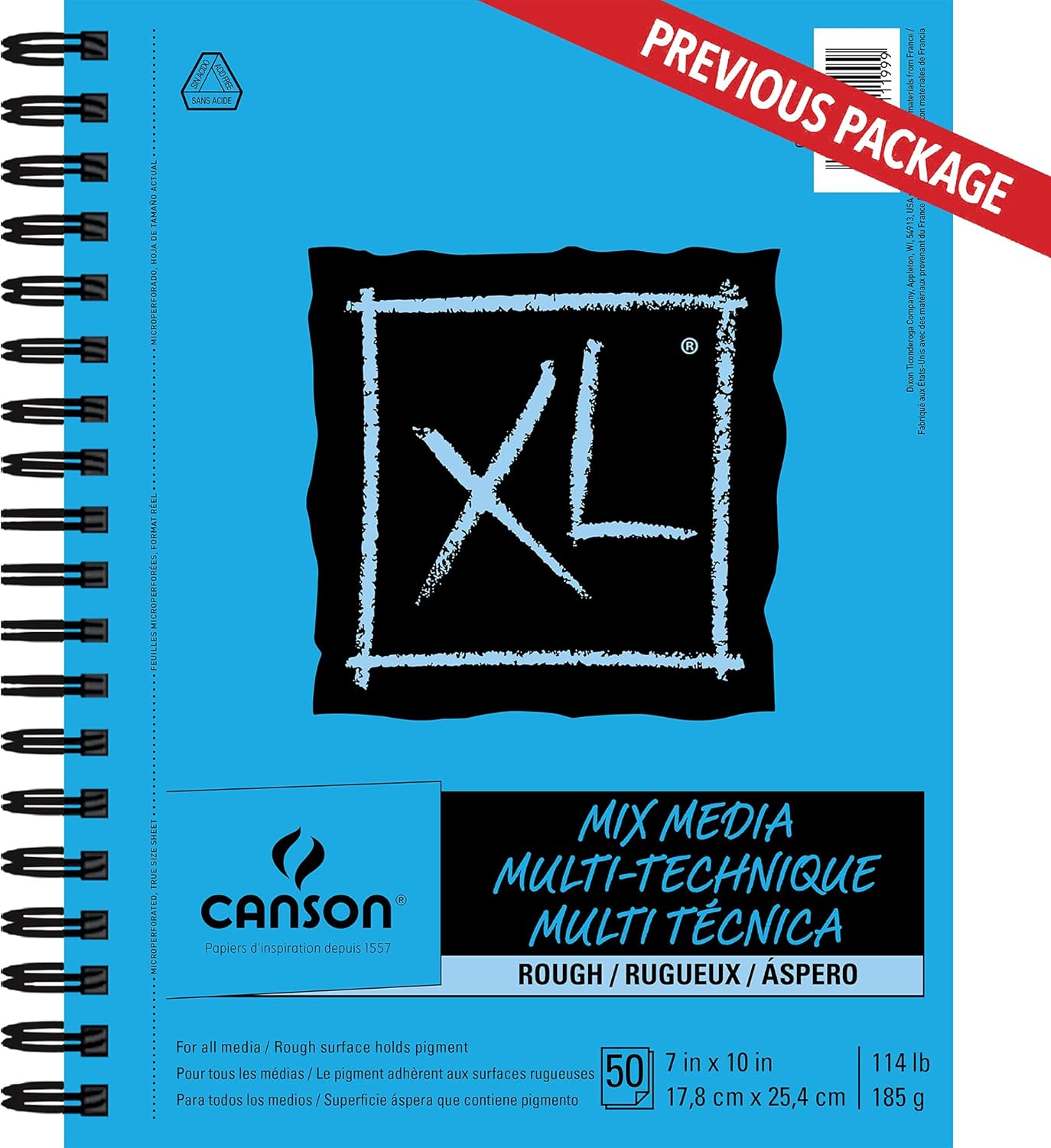Canson XL Series Mixed Media Pad, Rough Texture, Side Wire, 7x10 inches, 50 Sheets – Heavyweight Art Paper for Watercolor, Gouache, Marker, Painting, Drawing, Sketching
