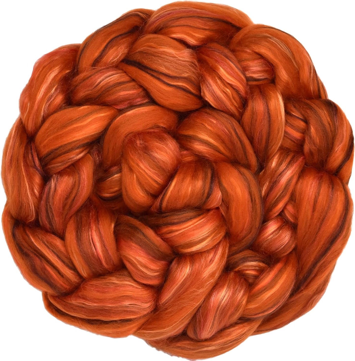 Merino Silk Luxe Tonal Designer Blend. Superfine Merino, Mulberry Silk, Tussah Silk. Top Roving for Spinning or Felting. Amber Glow 1oz