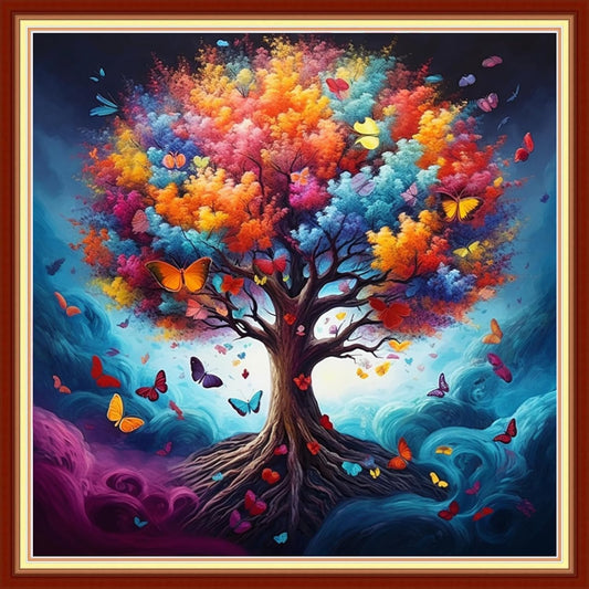 Dooxvey Cross Stitch Kit for Adult Beginners - Full Range of Stamped Kits - 11CT Cross Stitch Patterns - Tree of Life - 18x18 inch