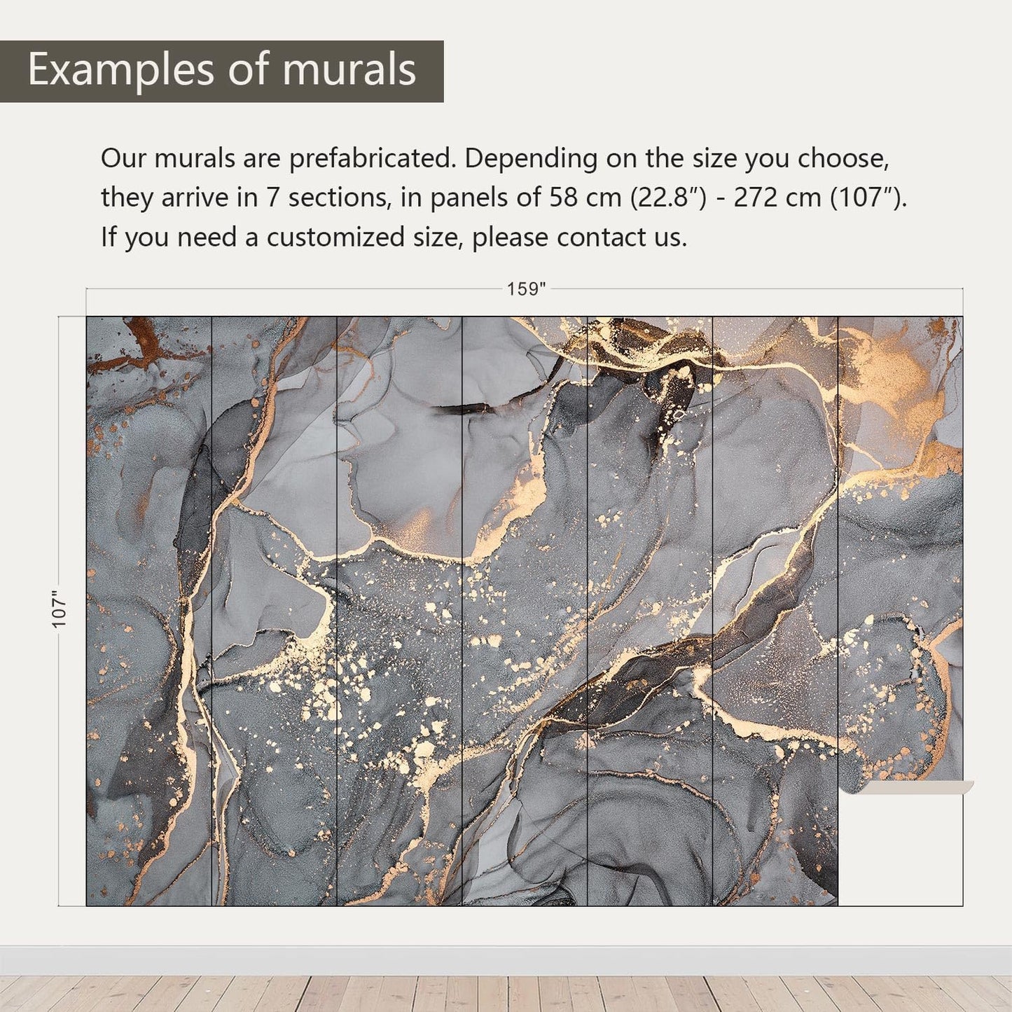 AFZEVEB-Gray and Gold Marble Wallpaper Wall murals for Bedroom 159"x107"(Not Peel and Stick)