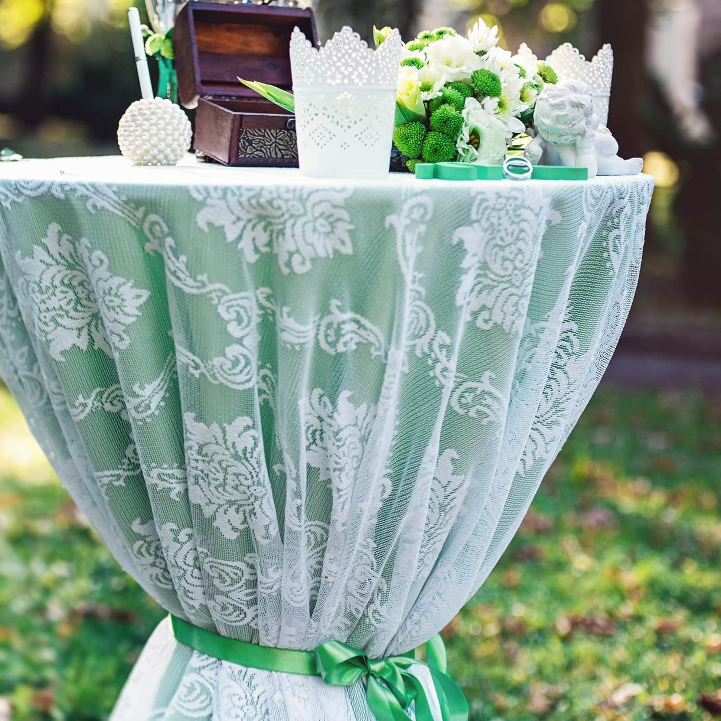 LIUYAXI Sage Green Double Faced Satin Ribbon, 3/8" X Continuous 100 Yards, Ribbons Perfect for Gift Wrapping Bows Bouquet Wedding Decor DIY Craft and More