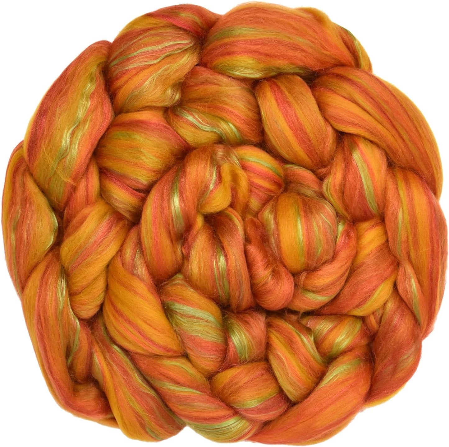 Living Dreams Yarn Merino Silk Luxe Tonal Designer Blend. Superfine Merino, Mulberry, Tussah Silk. Top Roving for Spinning or Felting. Saffron Serenade 4oz