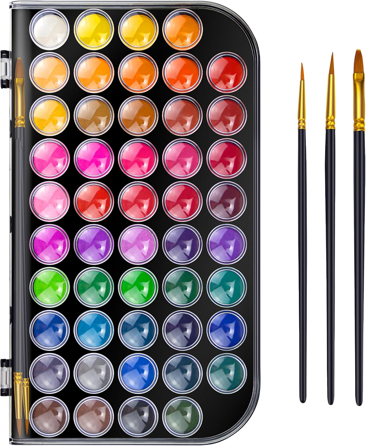 Caliart Watercolor Paint Set, 48 Colors with 3 Brushes, Mini Travel Watercolors Painting Kit Gifts for Adults Artists Painters Beginners Art Supplies