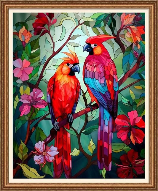 Disnesart Cross Stitch Stamped Full Embroidery Kits DIY 11CT Cotton Thread Printed DIY Needlepoint Kits Craft Needlework Set Cross-Stitch Stamped Sets- Colorful Bird in The Book 16x20 inch