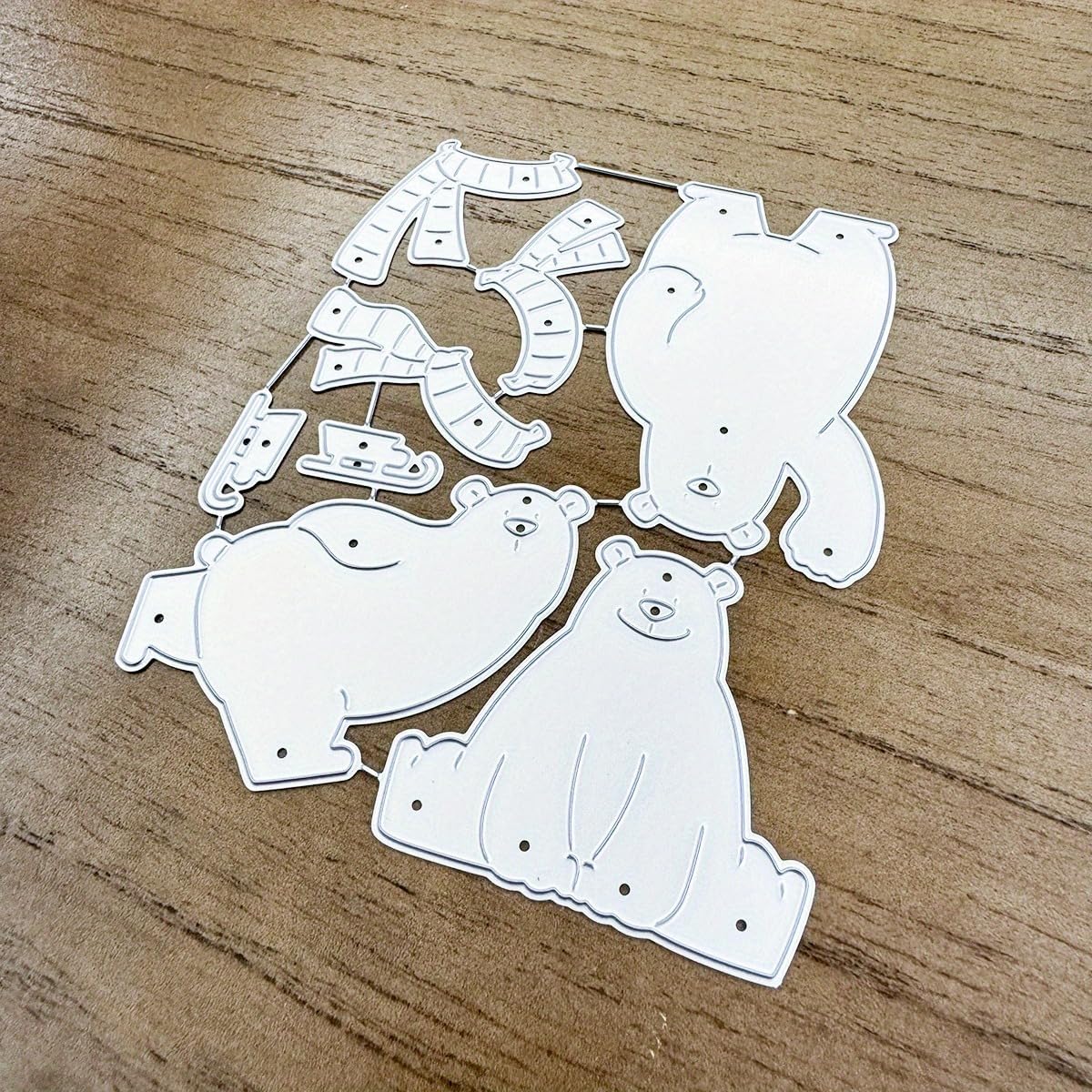 Lapoo Festivals Metal Cutting Die for Scrapbooking - Durable, Cut Stencils for DIY Scrapbook Photo Album Decorative Paper Card, Card Making Supplies, Embossing (Three Polar Bears 4.9 x 4 in)
