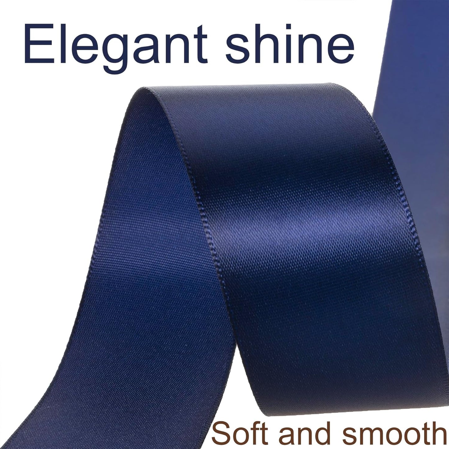 1-1/2 Inch Navy Blue Ribbon, 50 Yards Craft Polyester Satin Ribbon Perfect for Gift Wrapping, Handmade Roses, Wedding Party Decorations and DIY Crafts