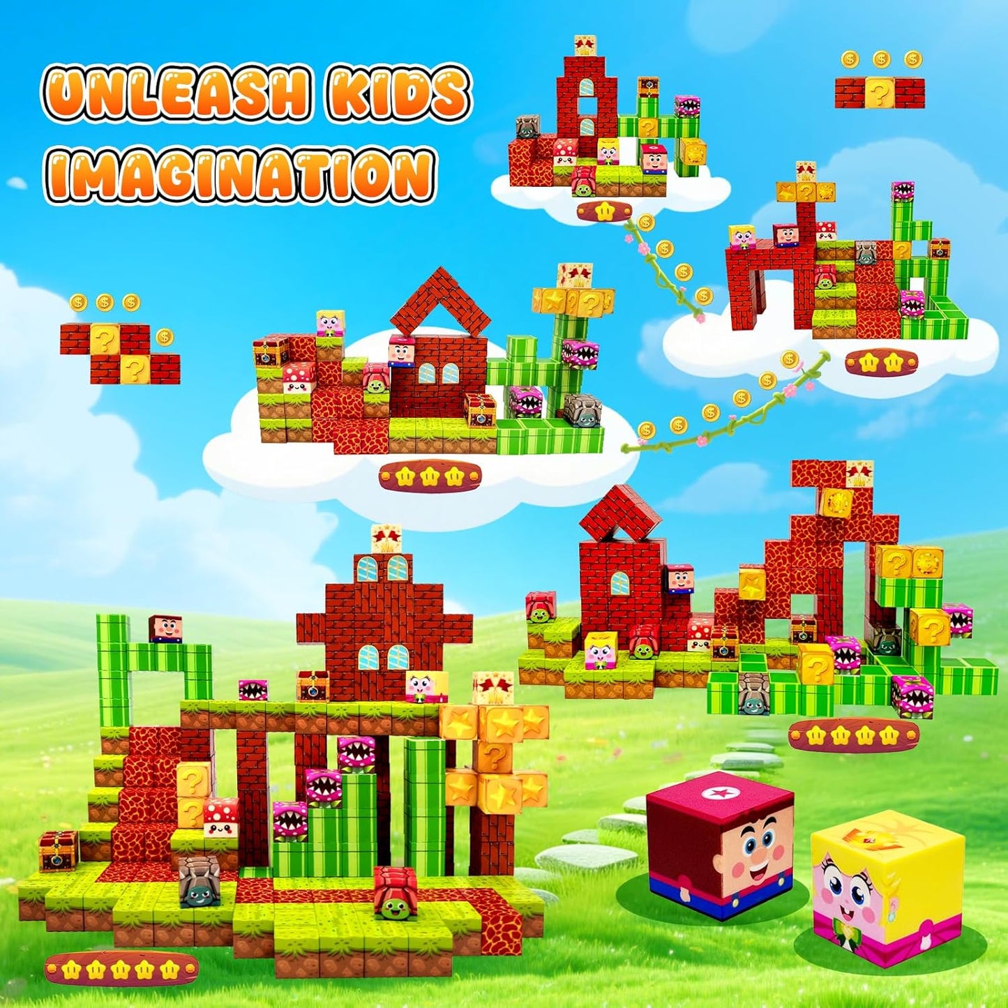 Magnetic Blocks Building Toys for Kids: 48PCS Magnetic Blocks for Kids Ages 4-8, 1" Magnet Cubes, STEM Sensory Toys for Boys & Girls, Christmas Birthday Gifts for Kid Ages 3+