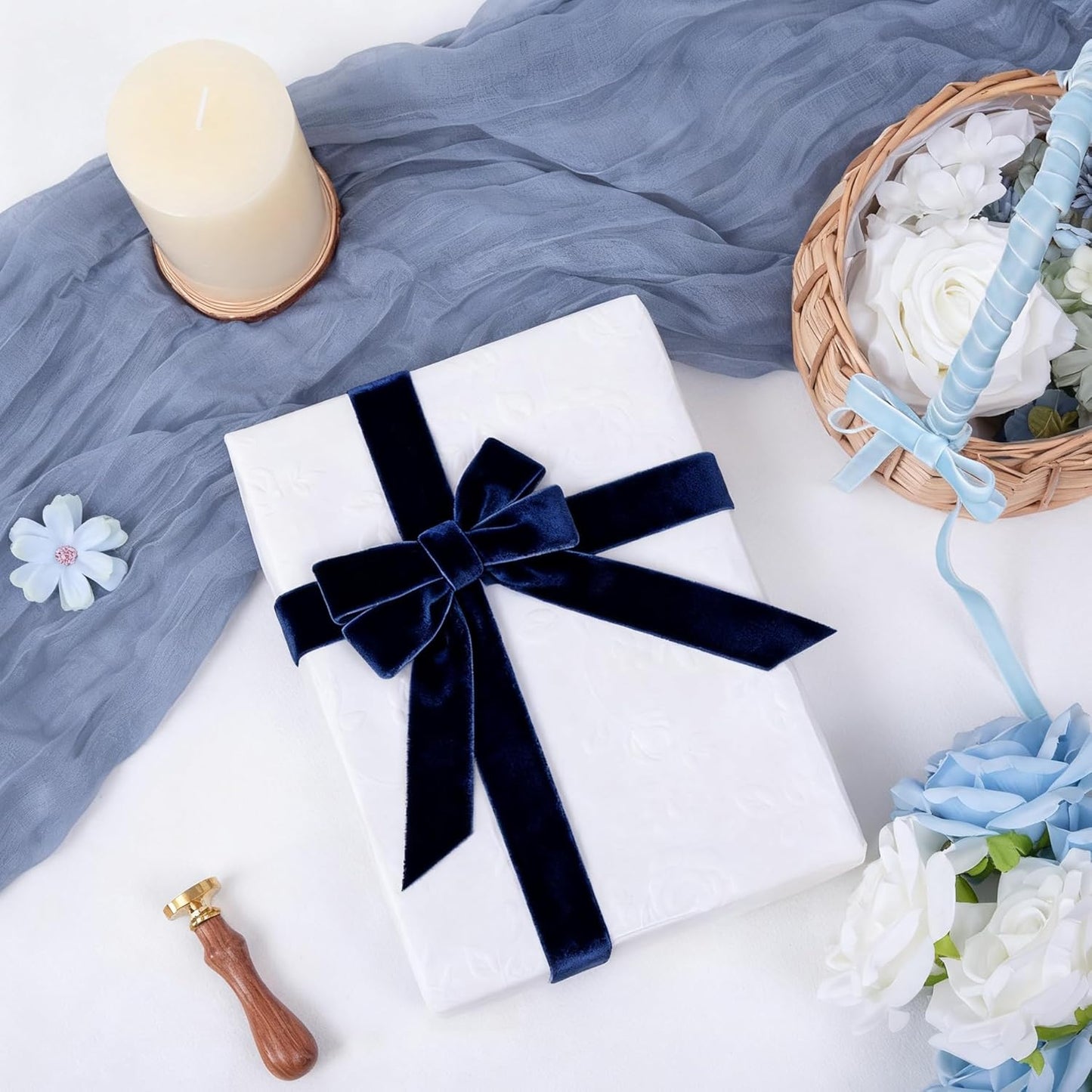 Vintage Navy Blue Velvet Ribbon, 1 Inch X 25Yd