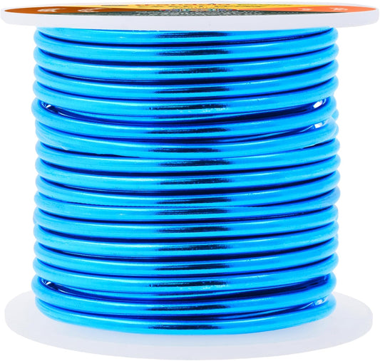 Mandala Crafts 8 Gauge Anodized Aluminum Craft Wire for Jewelry Making - 32 FT Colored Flexible Bondi Blue Wire - Bendable for Bonsai Armature Crafting Sculpting