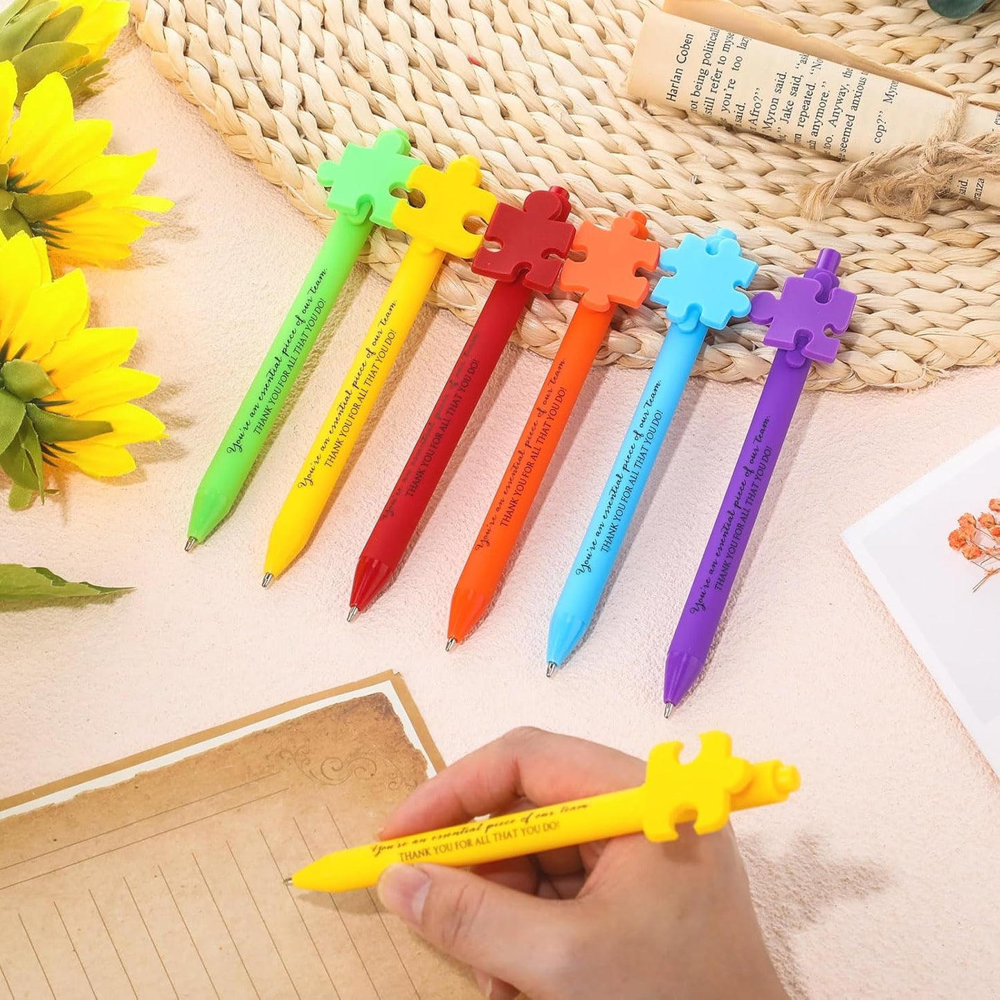 Eaasty 48 Pcs Employee Appreciation Gifts Bulk Inspirational Puzzle Pens Thank You Ballpoint Pens for Coworkers Staff Team Teacher Nurse Pastor Boss's Day Vet Tech Week Pharmacy Technicians Day Gifts