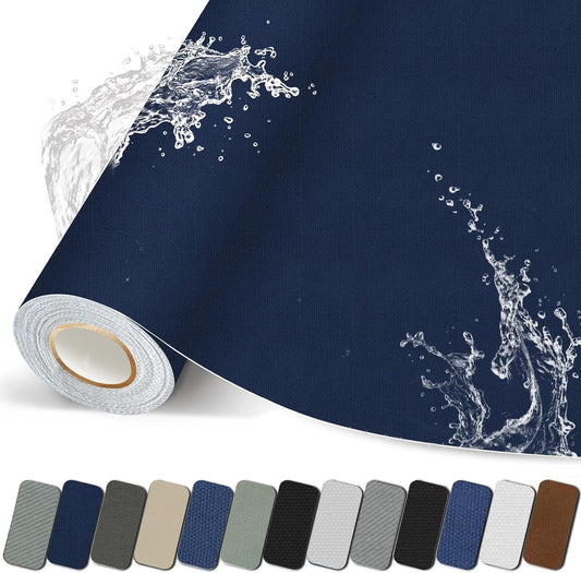 Canvas Repair Patch, 17X158 Inch Strong Sticky Fabric Repair Tape, Self-Adhesive Fabric Patch for Sofas, Tote Bags, Clothing, Car Seats, Furniture (Dark Blue, 17X158 Inch)