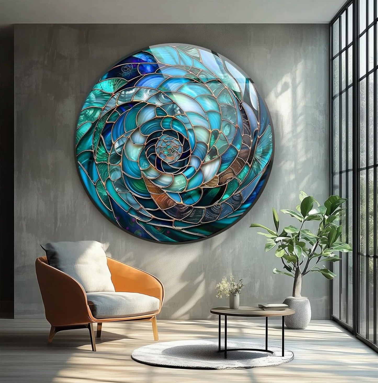 My Photostation.com 27.5''(70cm) Diameter Ocean Vortex Spiral Round Glass Wall Art Tempered Glass Printing Wall Decor Large Wall Art Wall Hangings