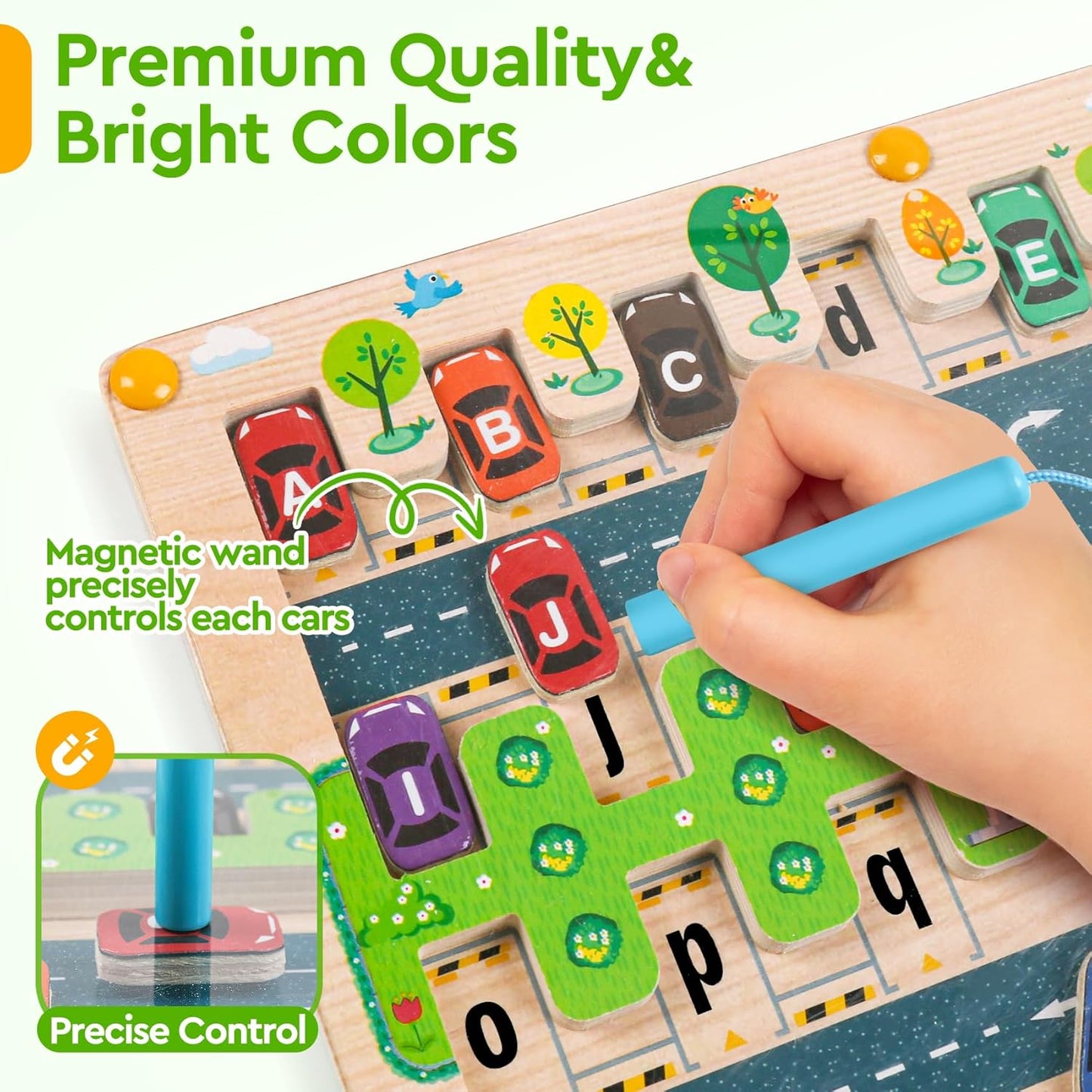 Magnetic Alphabet Maze - Montessori Parking Board Letters Matching Educational Toys Magnet Puzzle Preschool Sensory Activities Gifts for Toddlers Boys Girls Age 2-6