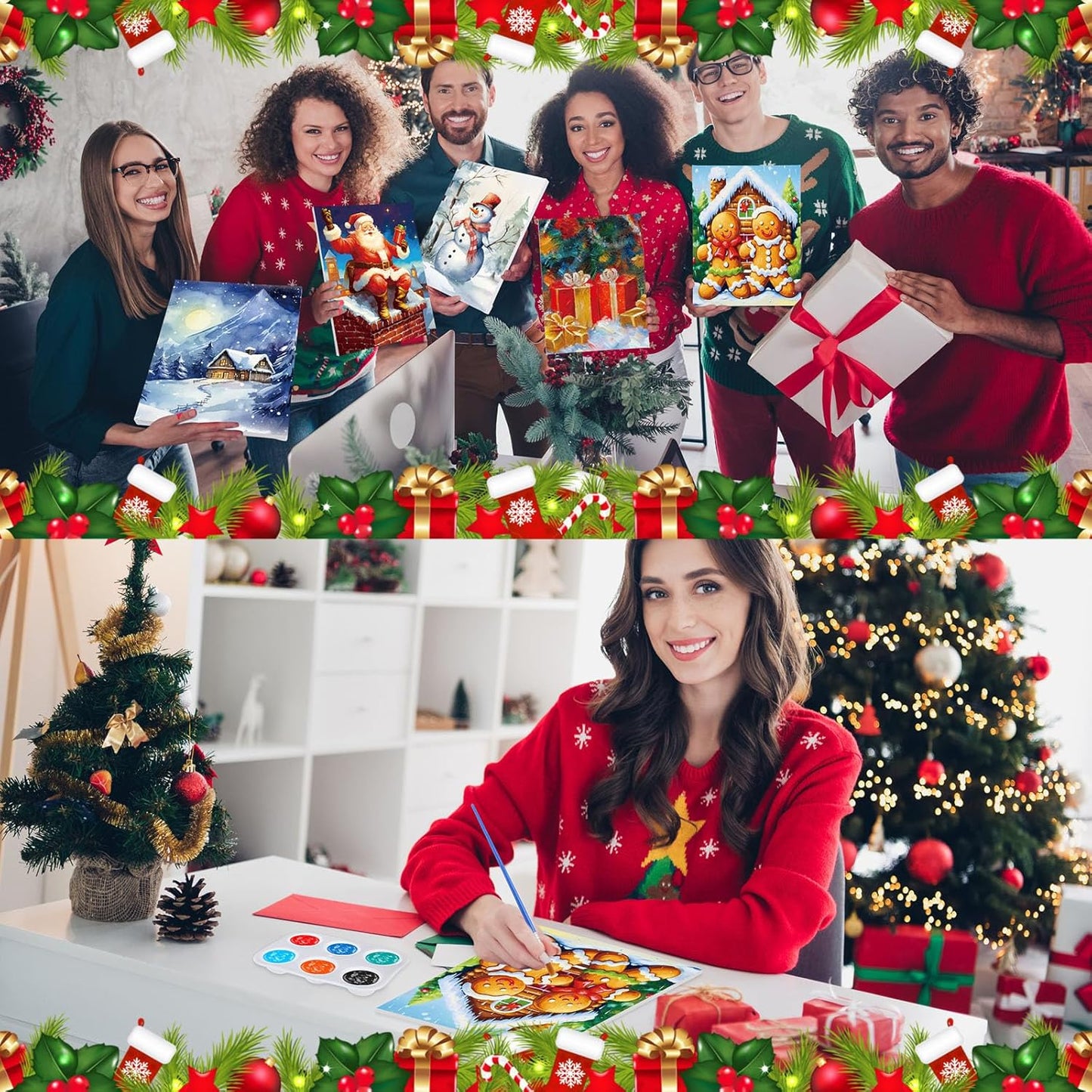 Zhanmai 12 Pack Pre Drawn Canvas for Painting Sip and Paint Kit 8" x 10" Paint Party Set Canvas Painting Pre Printed Canvases for Party Favor DIY Virtual Adult's Date Night(Various Festivals)