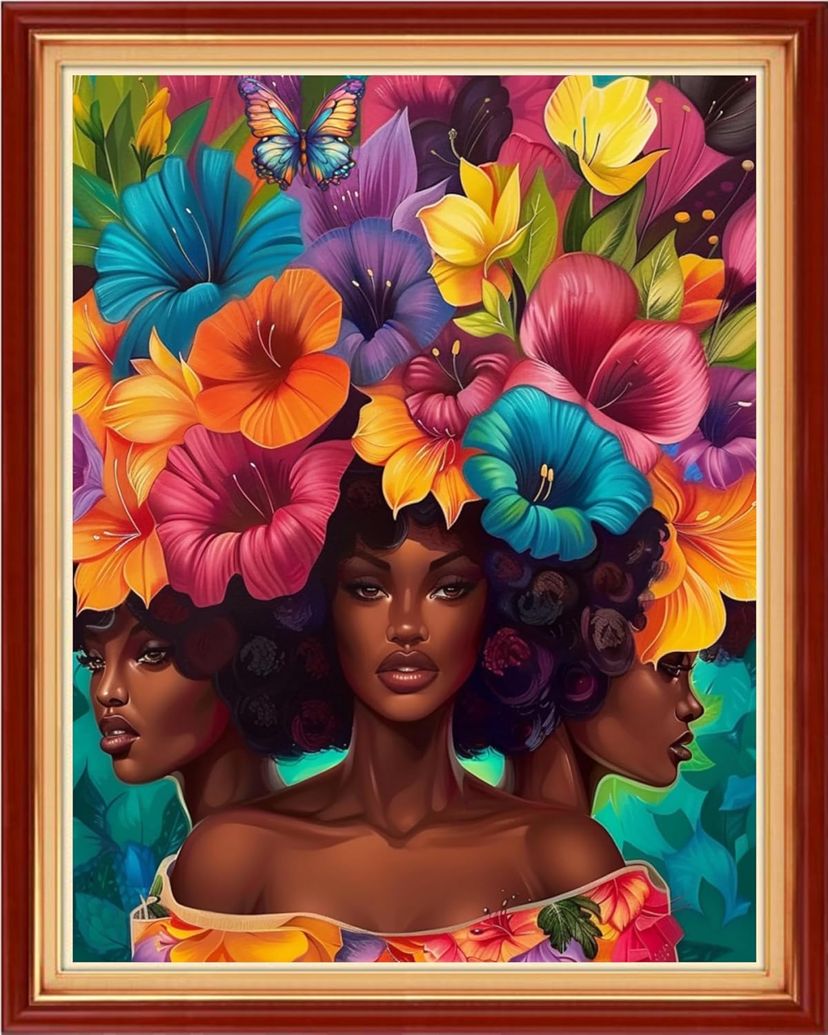 Funchey Stamped Cross Stitch Kits, DIY Cross Stitch Pattern for Adults Beginners Needlepoint Kits Embroidery Kit Arts and Crafts 11CT-Rainbow Flower Girl 16x20 inch