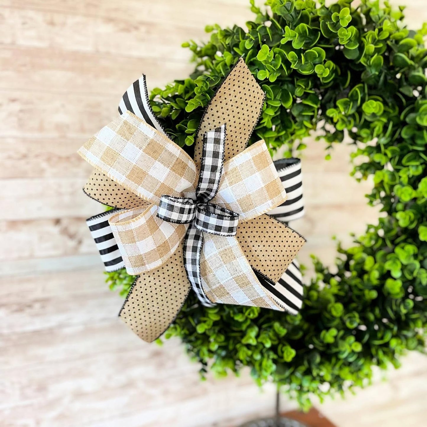 Burlap Ribbon Wired, Farmhouse Buffalo Plaid Ribbon Rustic Fabrics for Gifts Wrapping DIY Crafts Floral Bows Wreath Making Party Supplies Holiday Home Decoration, 2.5 Inch x 10 Yards